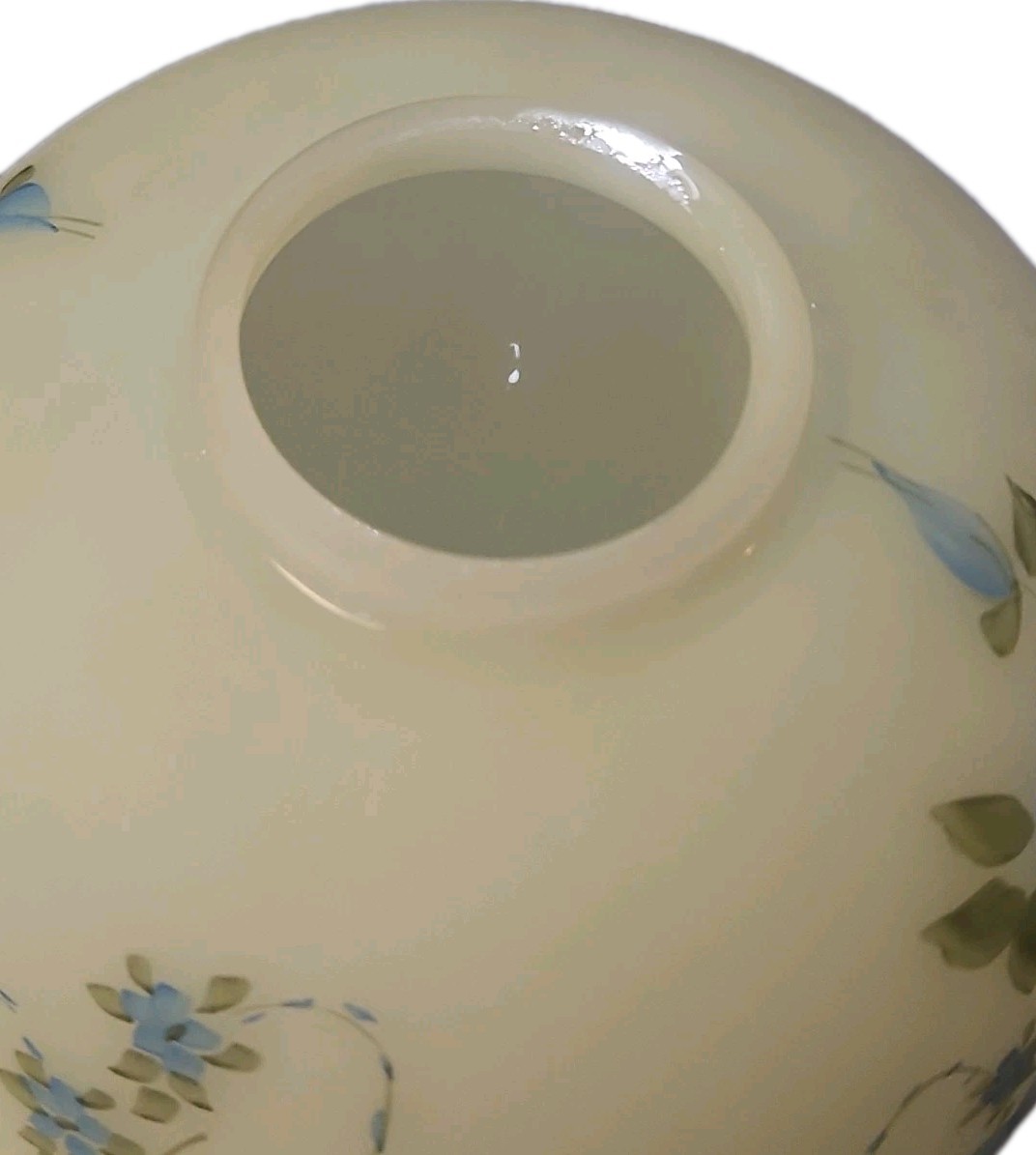 VTG Fenton Aqua Satin Glass Ginger Jar on Pedestal Hand Painted & Signed Florals
