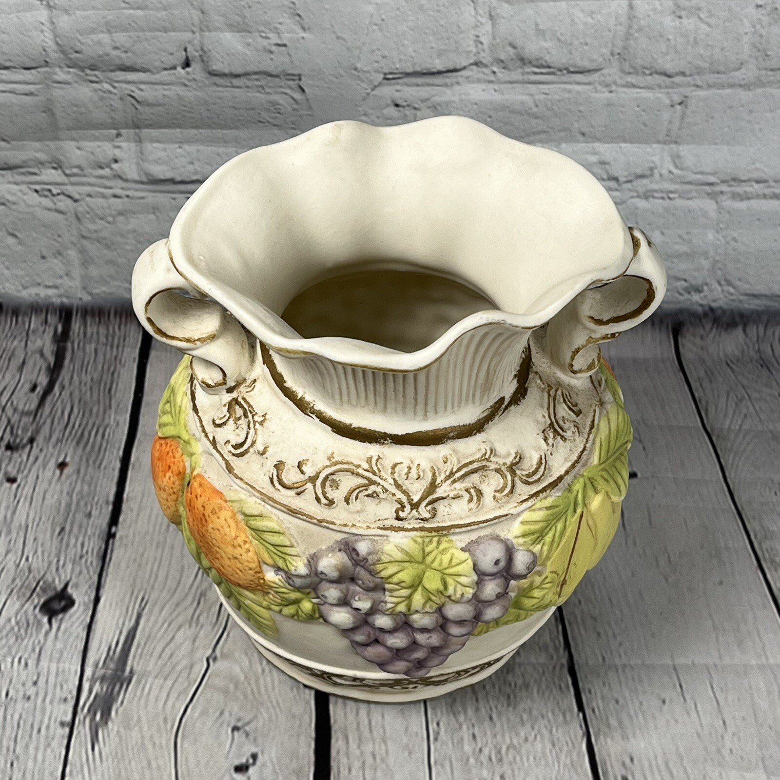 International Bazaar Autumn Harvest Collection Grape Ceramic Vase