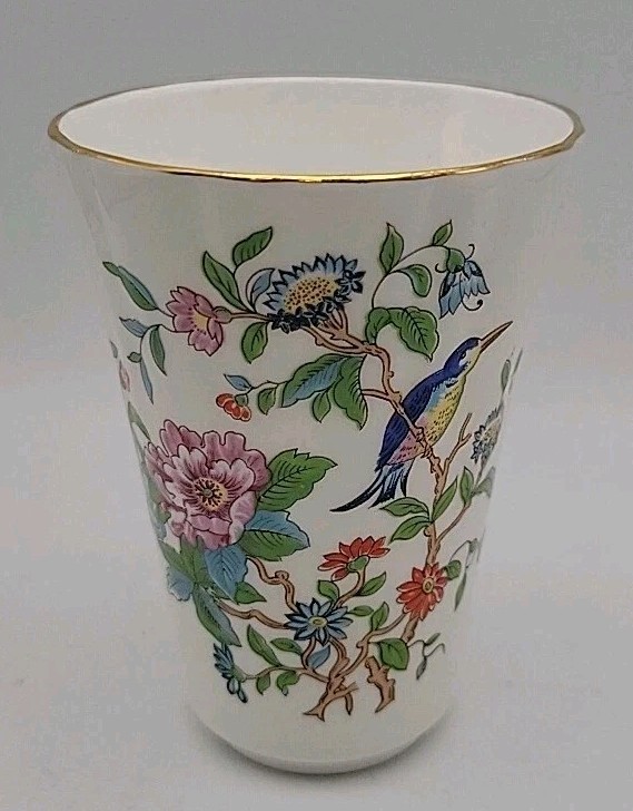 Aynsley “Pembroke” Fine Bone China~Small Vase~Vtg~Made In England~flowers&bird