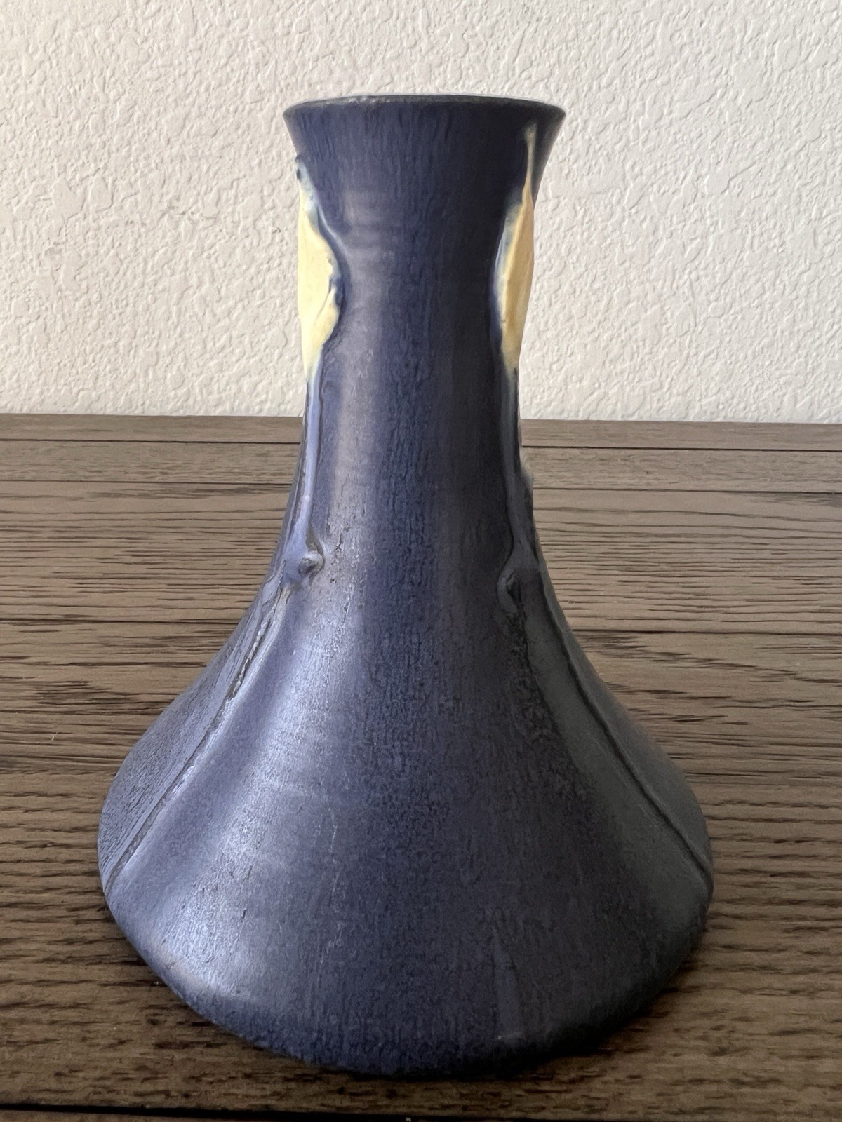 Ephraim Faience Pottery Budding Candlestick Vase Kevin Hicks Blue Vintage 4.5″ T