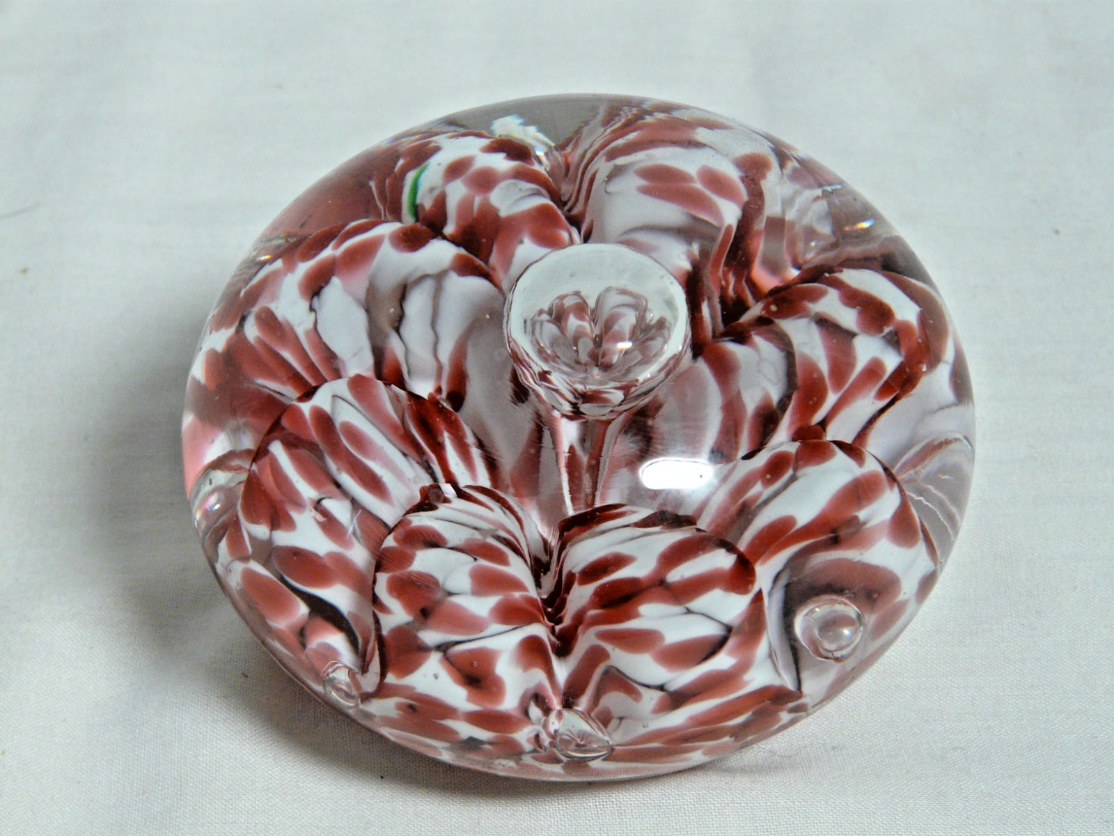 Joe St Clair Swirling Ribbon Red & White (Caged Design) Paperweight
