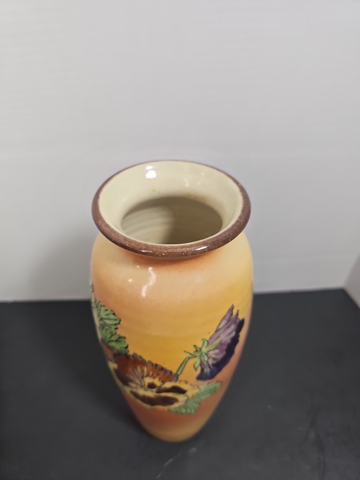 Vtg 1981 Santa Barbara Ceramic Design SBCD Vase Pansies Signed DK Dorie Knight
