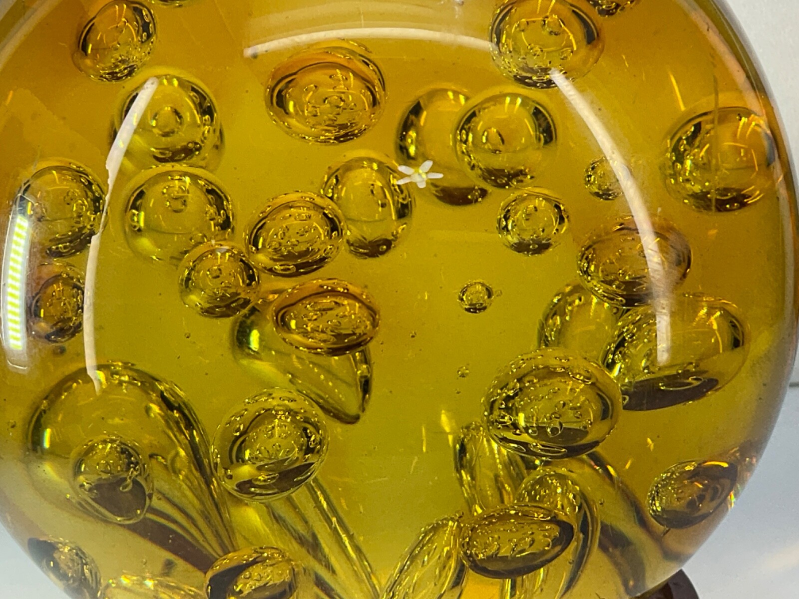 Vtg 5lb Amber Glass Paperweight Fun Bubbles-5LB12.4