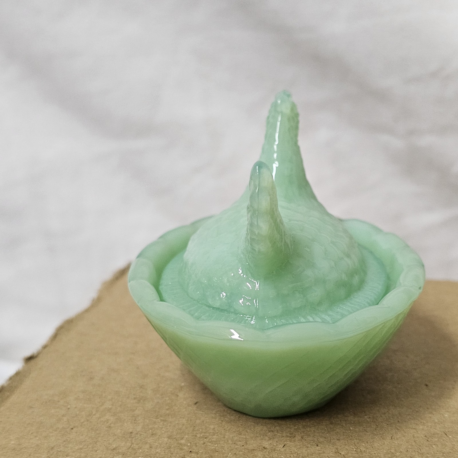 Get a DOZEN for one Price. NEW 2 1/2″ Mini HEN on NEST, JADEITE.