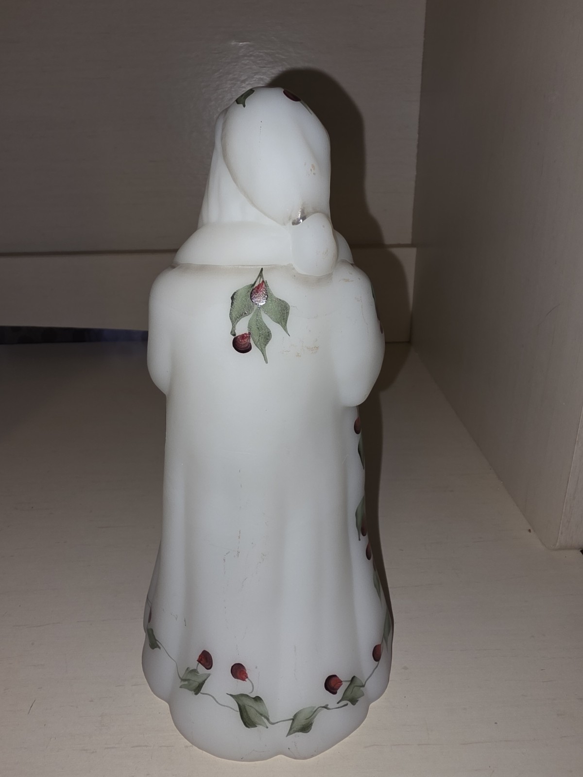 Fenton Glass Santa Statuette Holding Cat HandPainted Signed Stacy Williams
