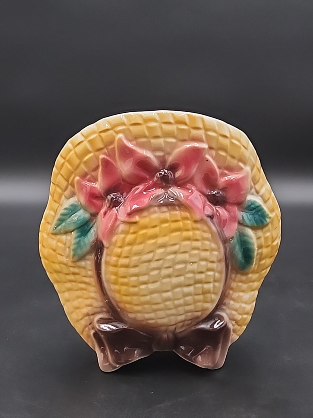 Vintage Royal Copley Colorful Spring Bonnet Hat Wall Pocket-6 1/2 inches tall