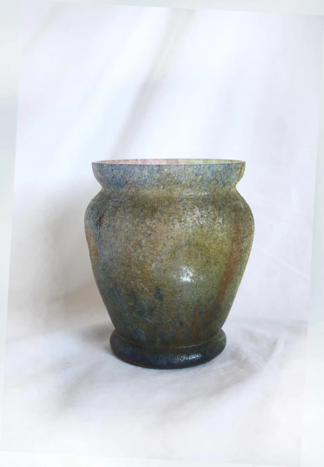 Vintage Czech Tomschick Multi Color Microcrackle Art Deco Glass Vase