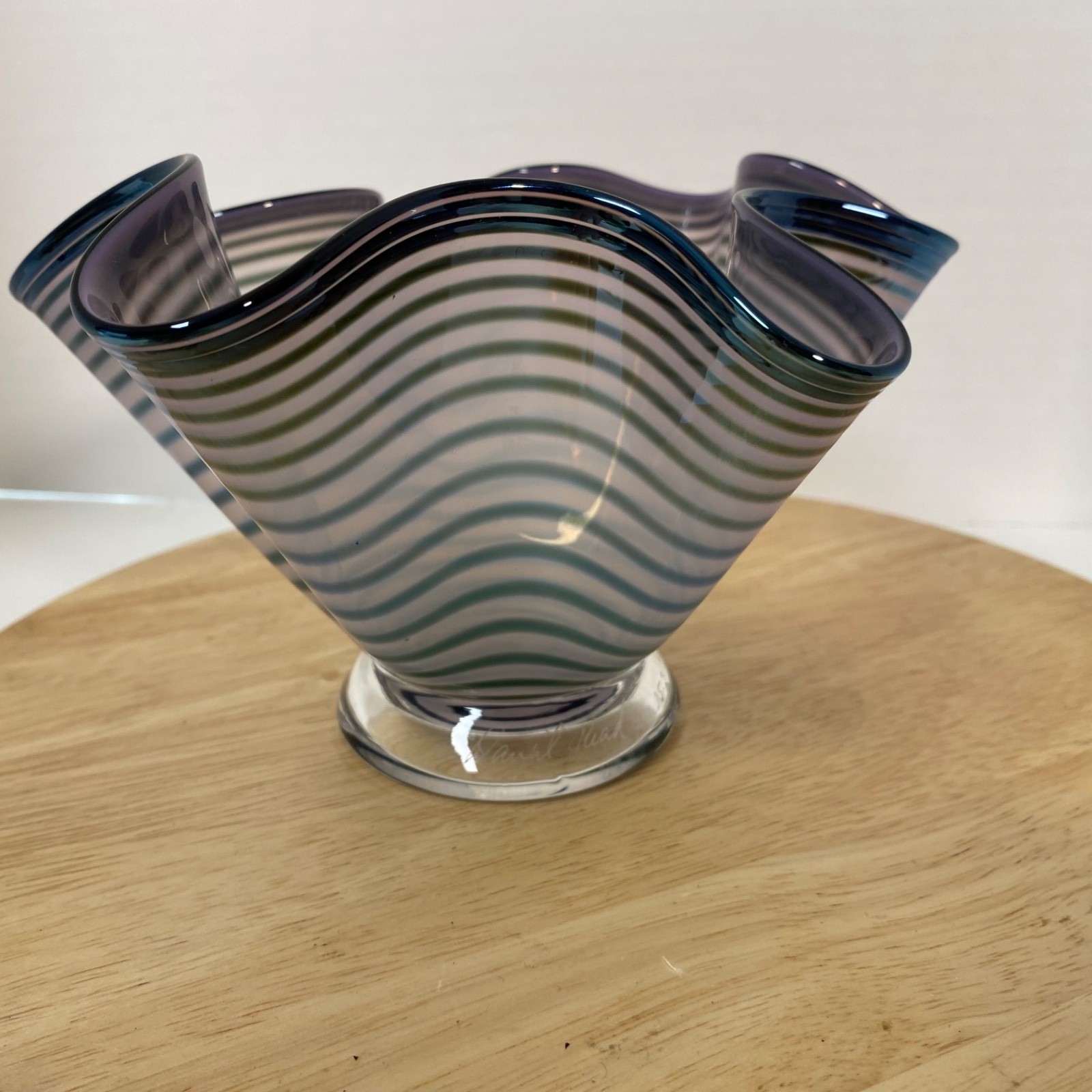 Daniel Read Handblown Art Glass Handkerchief Vase Signed and Numbered