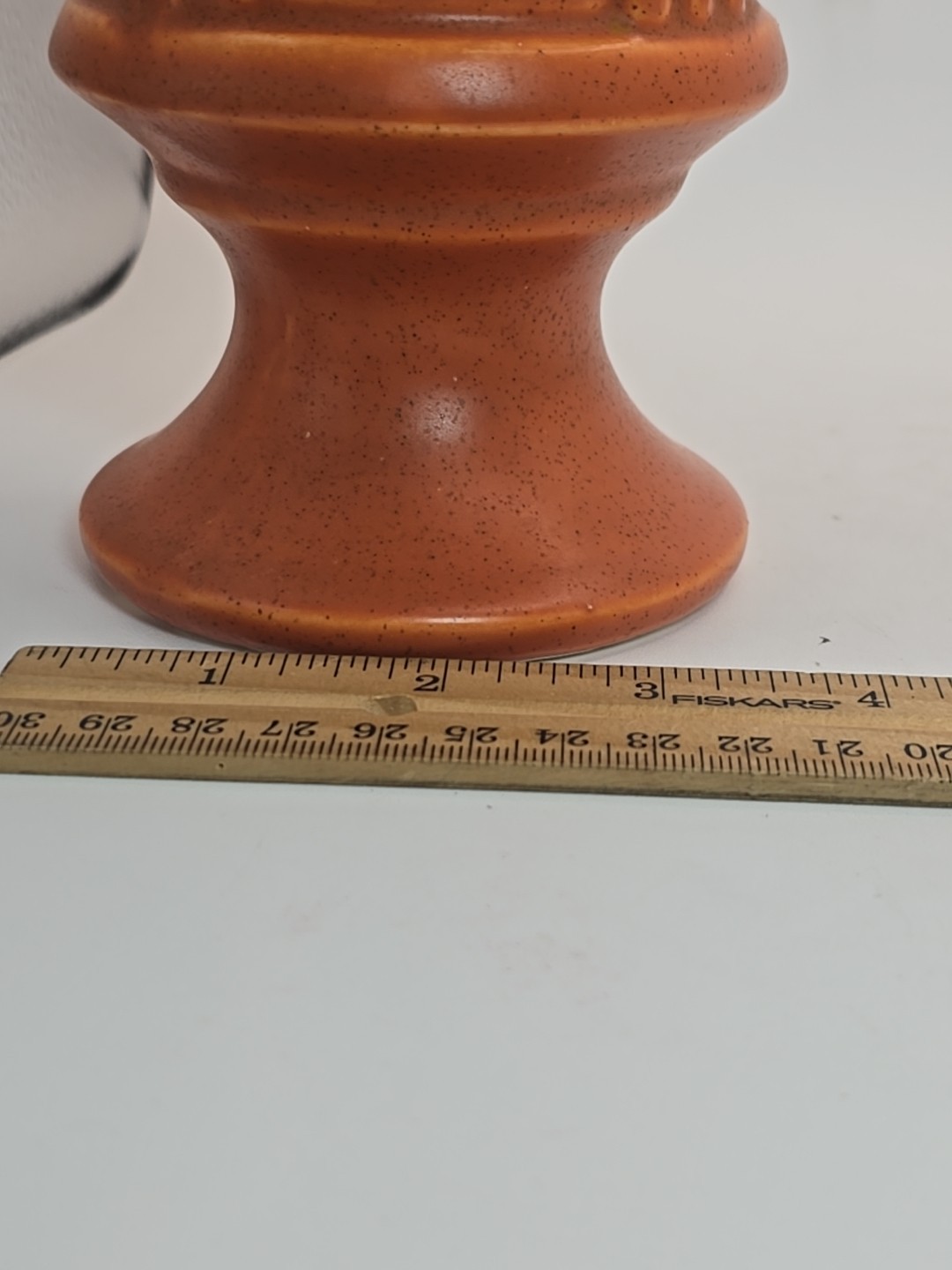 Vintage Pedestal Urn Vase Burnt Orange Glaze USA 6.75 In