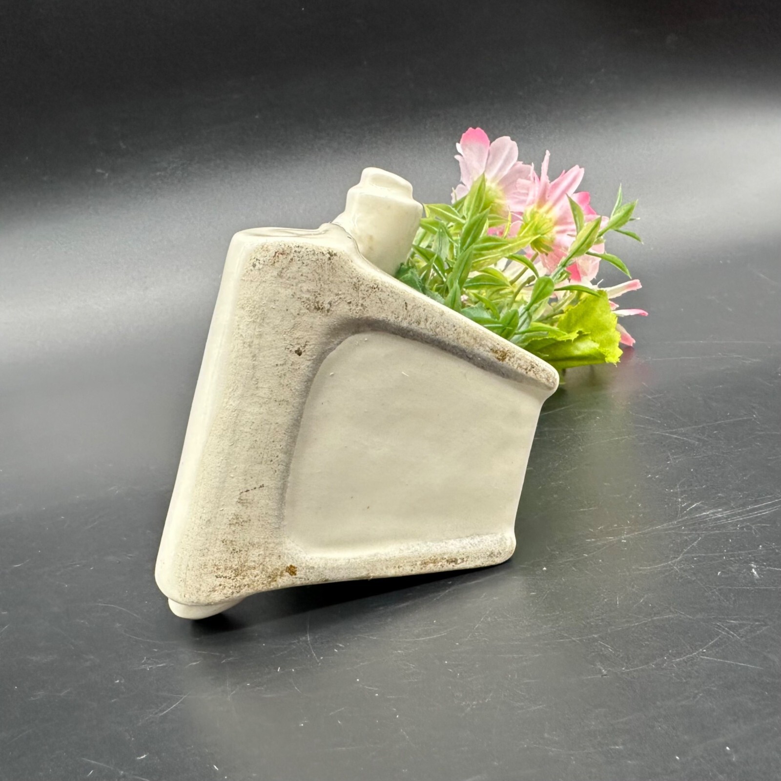 Vintage Happy Birthday Gift Wall Pocket Vase Flowers 1950s Ceramic Kitsch Decor