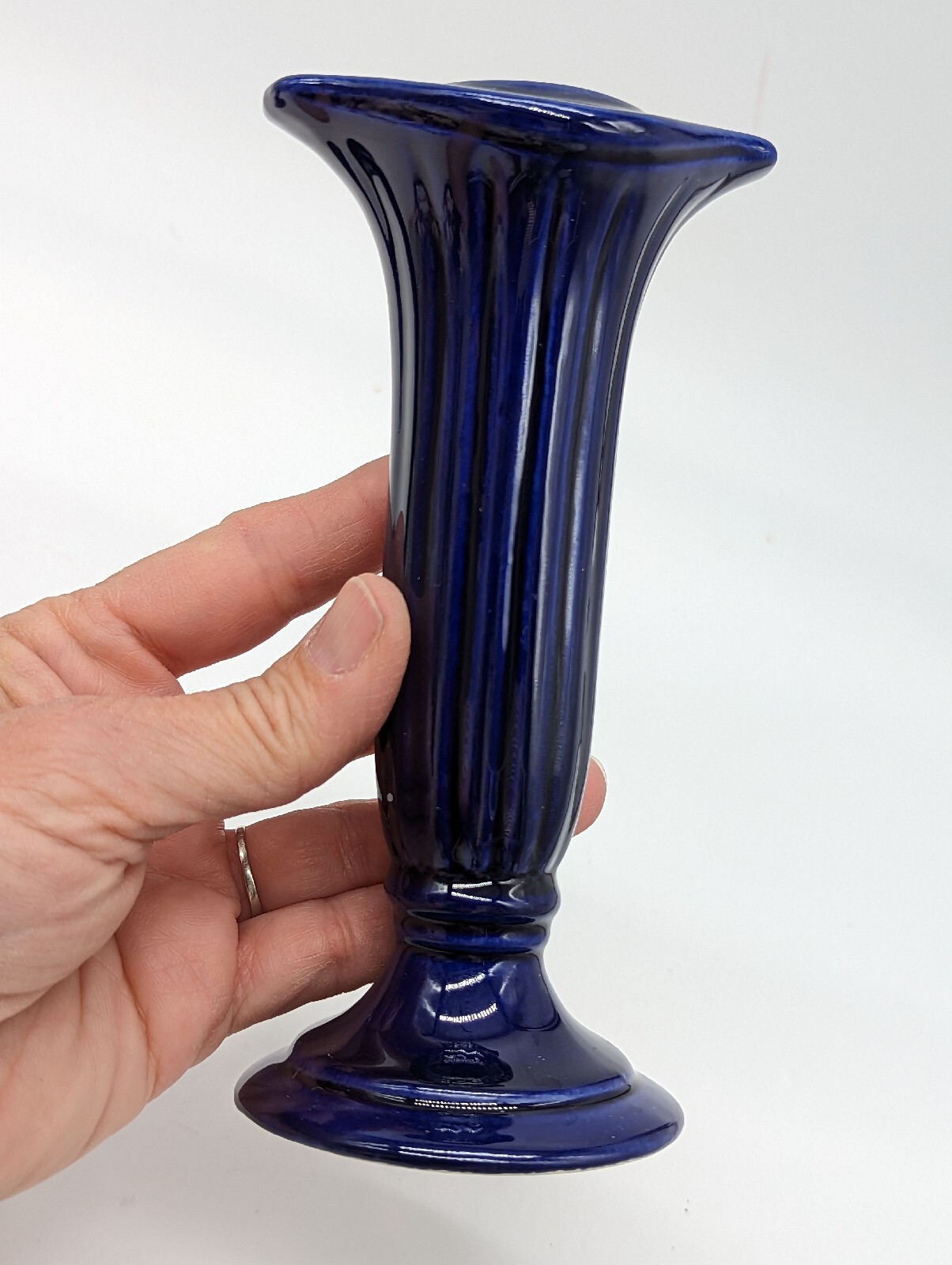 Vtg Pair Royal Haeger Dark Blue Navy Blue Candlestick Holders Set Of 2 6” Read