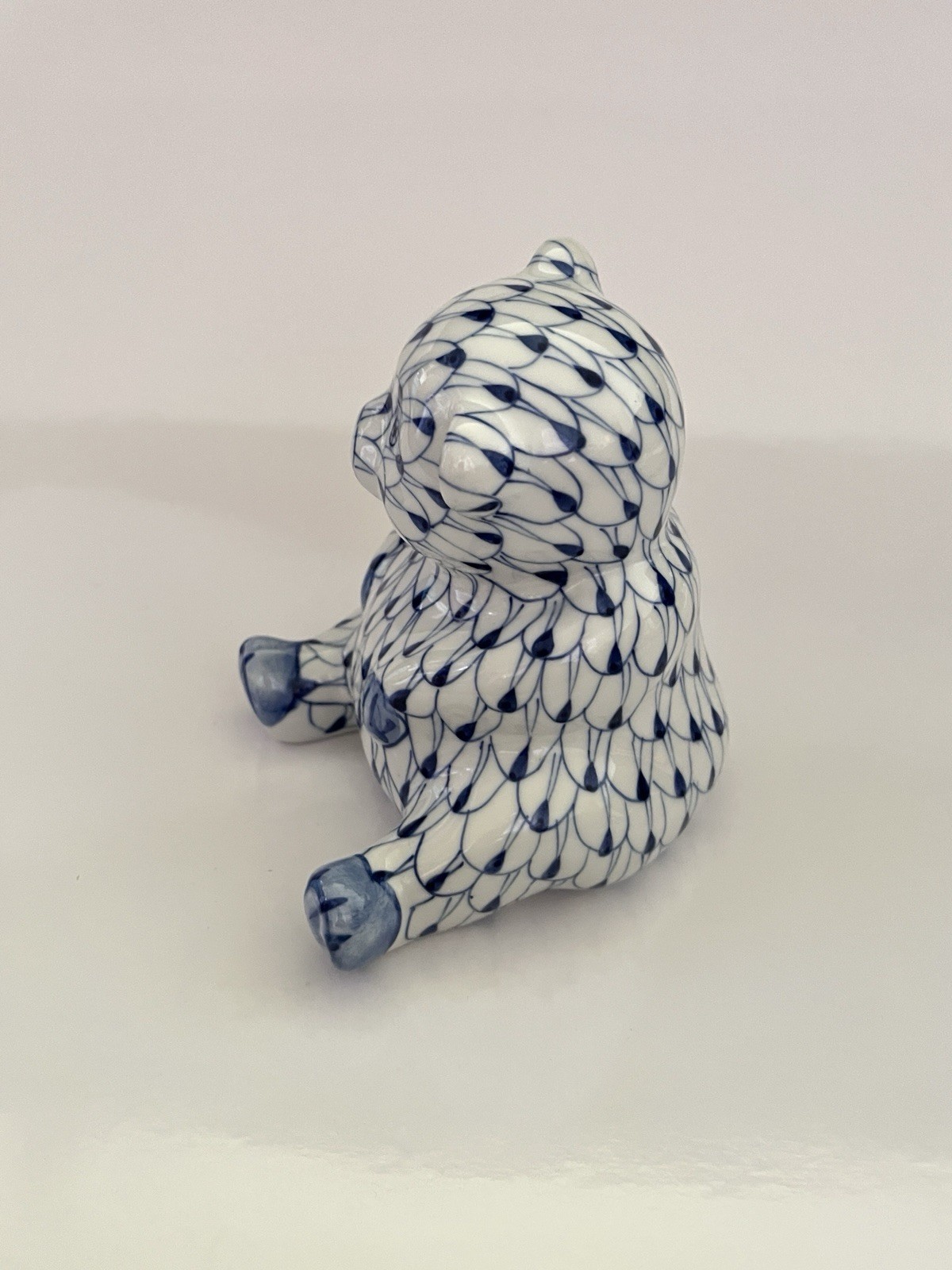 Andrea by Sadek Bear Figurine Blue White Fishnet Decor