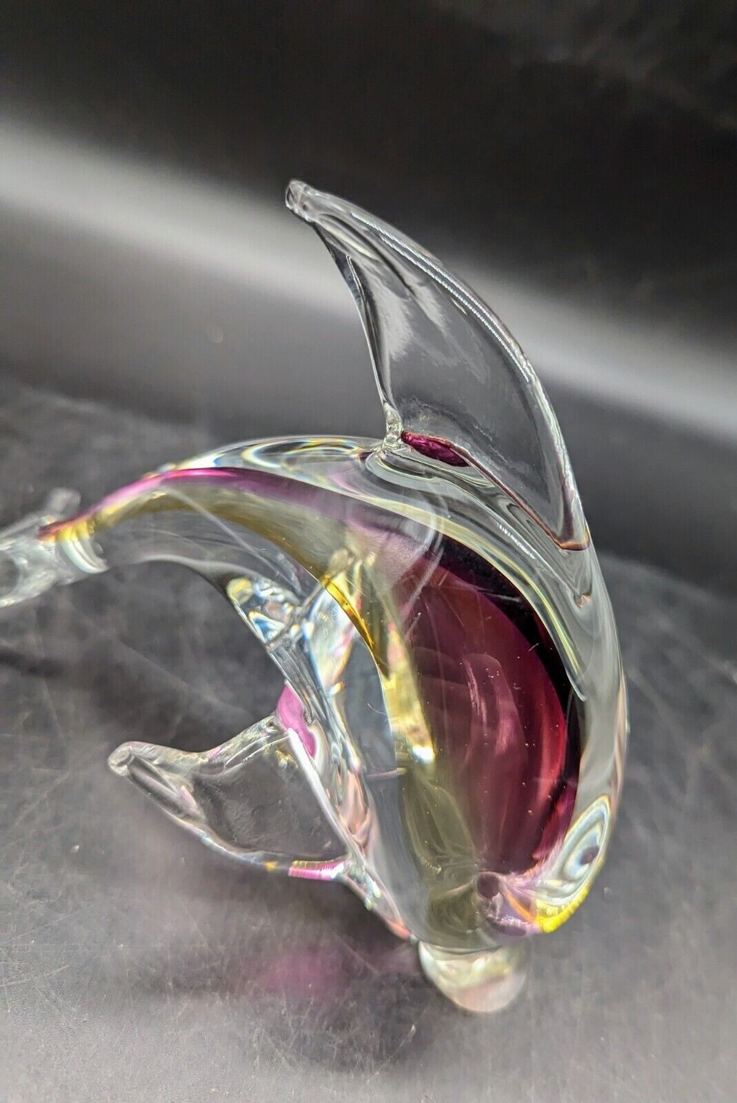Vintage V. Nason Murano Art Glass Dolphin Figurine Paperwork 6″ Nautical Venice