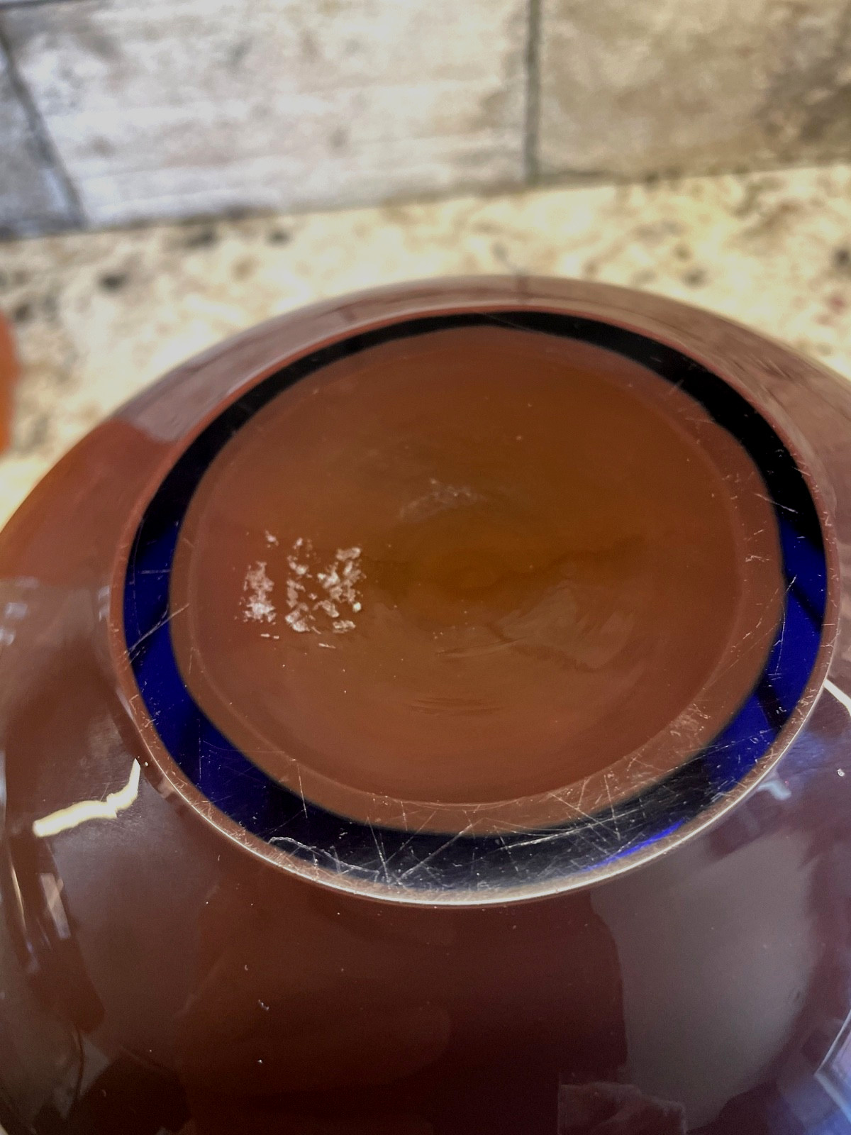 VTG Studio Art Glass Beehive Vase Blue Amber Sandblasted Etched 6.25×8″ ~ 5.75LB