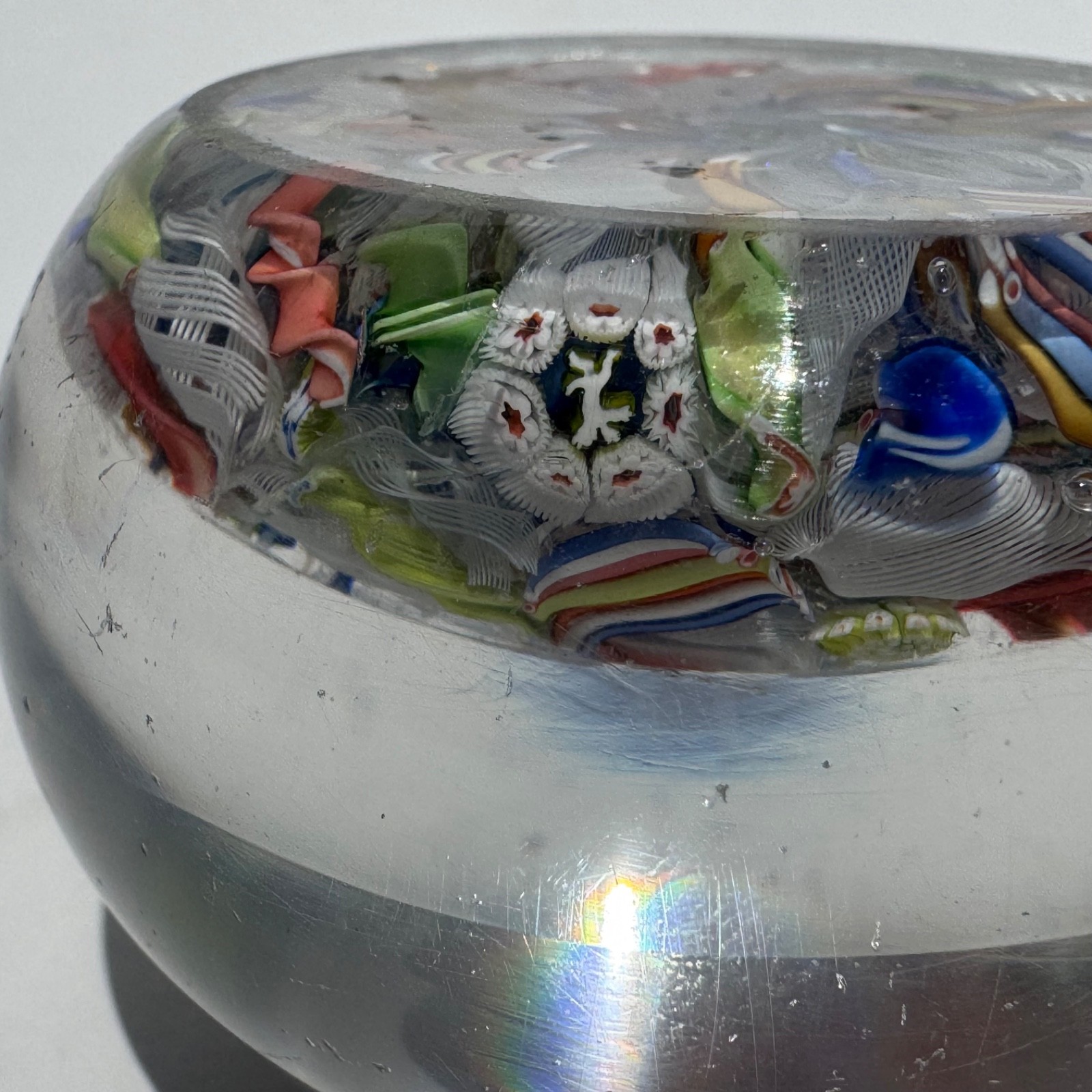 Antique Saint Louis Scramble Paperweight w/ Dancing Devil & Dog Silhouette Canes