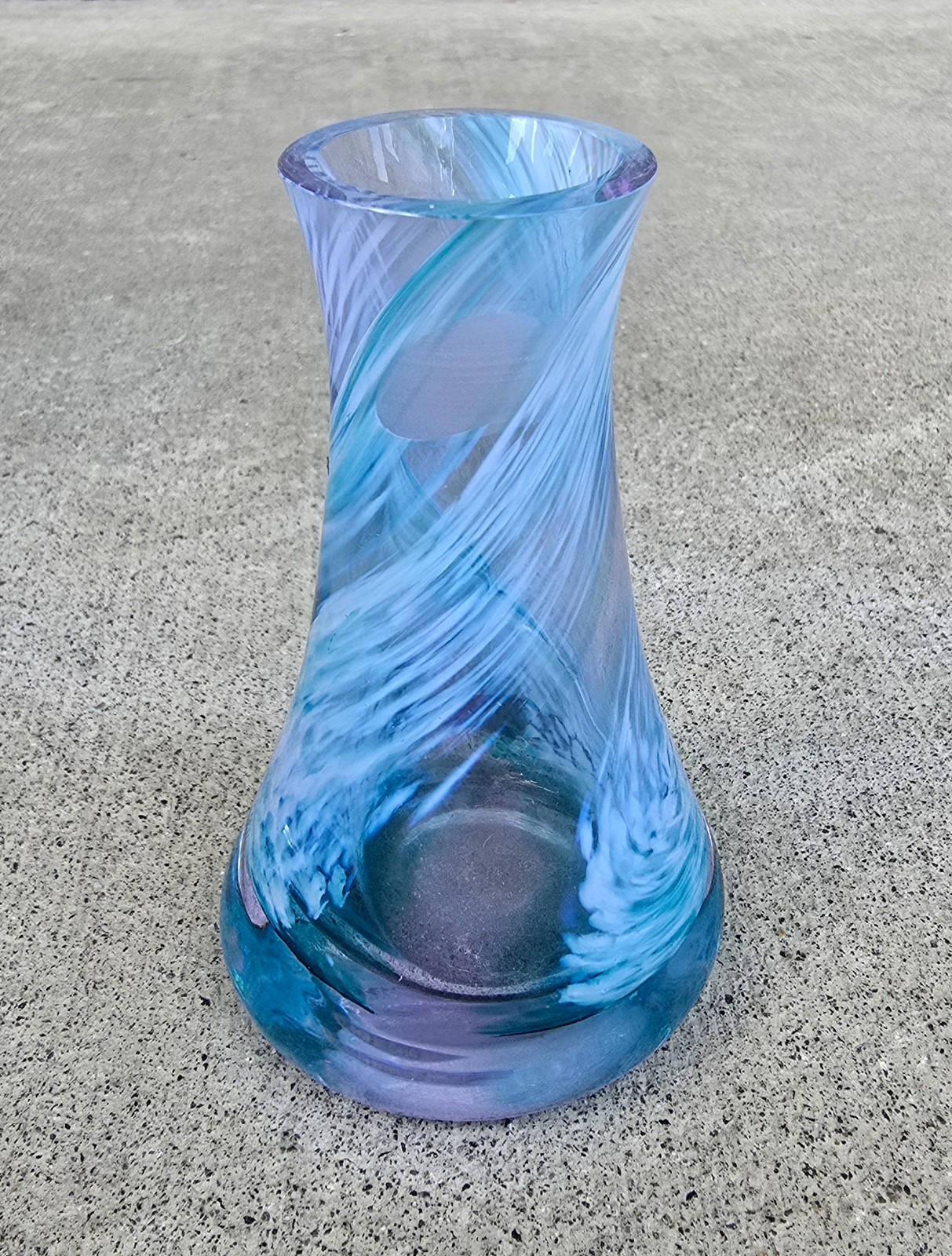 Caithness Scotland Lilac Purple Green White Swirl Art Glass Bud Vase 3 7/8″