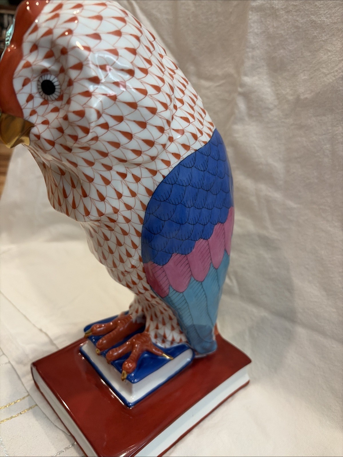 HEREND Owl On Books Bookend