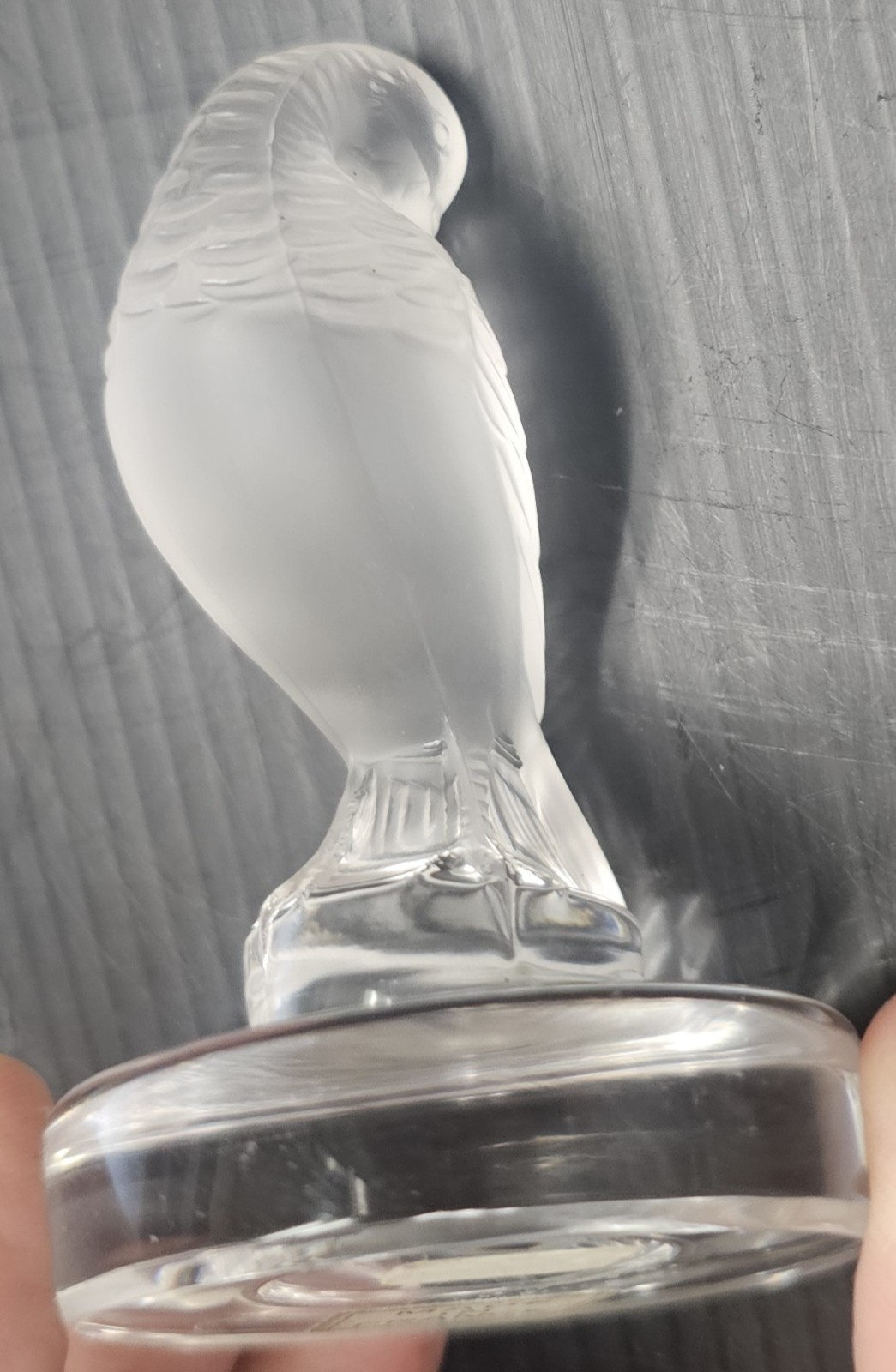 Vintage Lalique France Clear Crystal Tourterelle Preening Turtledove