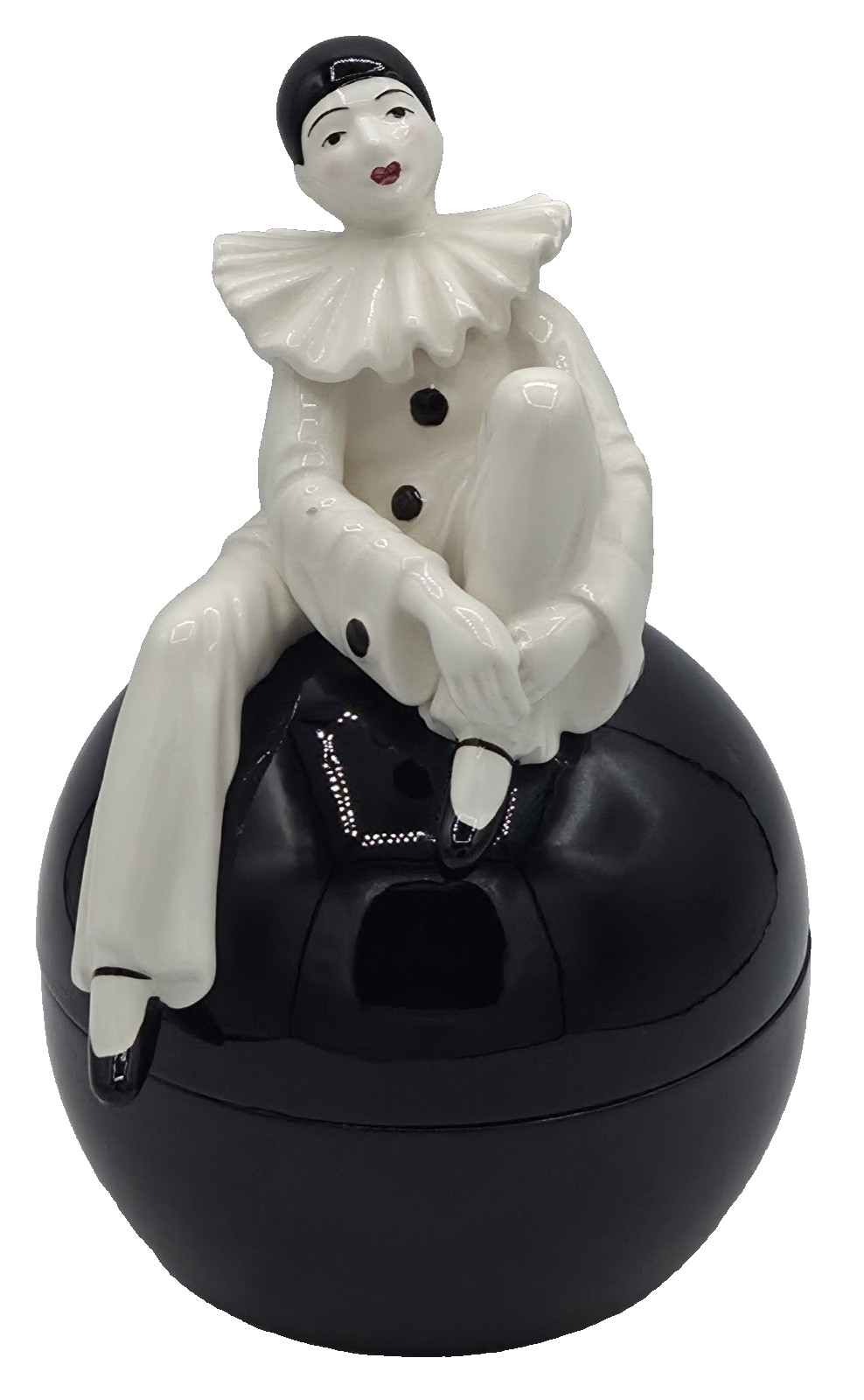 Vintage Taste Setter Sigma Pierrot Clown Art Deco Harlequin Covered Dish Jar