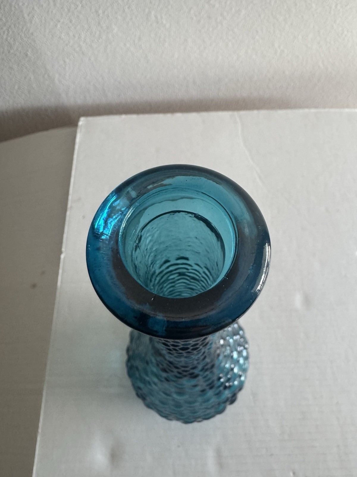 Vintage Empoli Teal Blue Hobnail Genie Bottle NO STOPPER