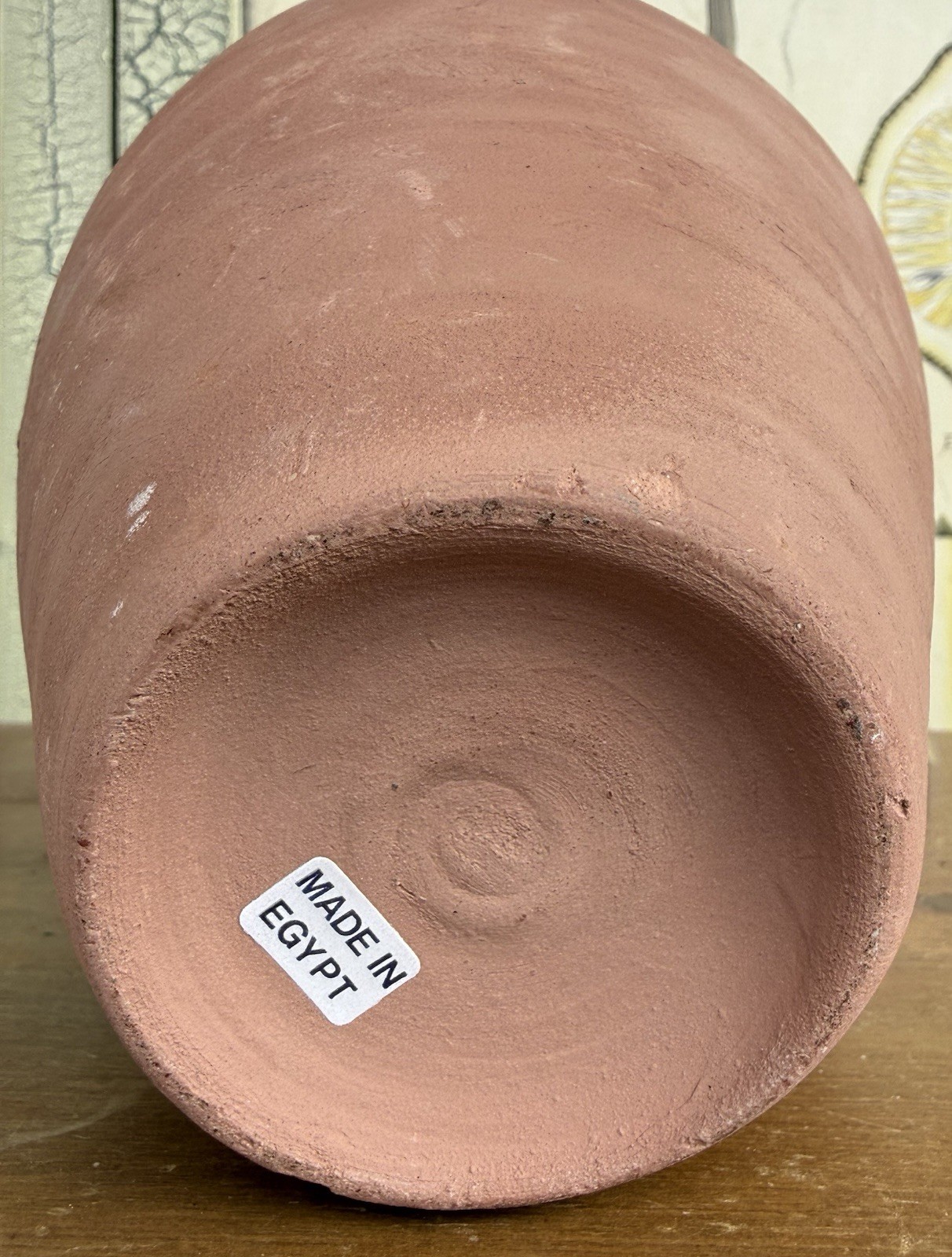 Vintage Terracotta Amphora Vase Made in Egypt Rustic Clay Jug County House Decor
