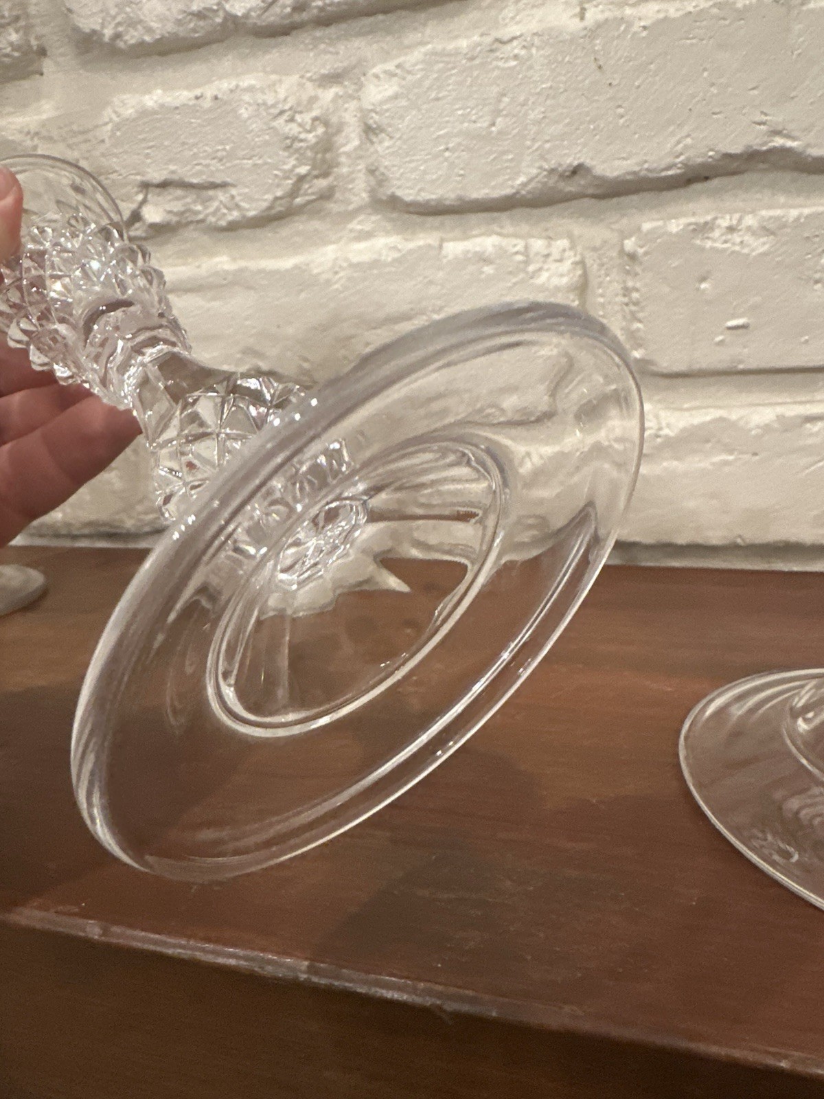 2 Cristal d’Arques Paris France Durand Longchamp Crystal Candlestick Holders