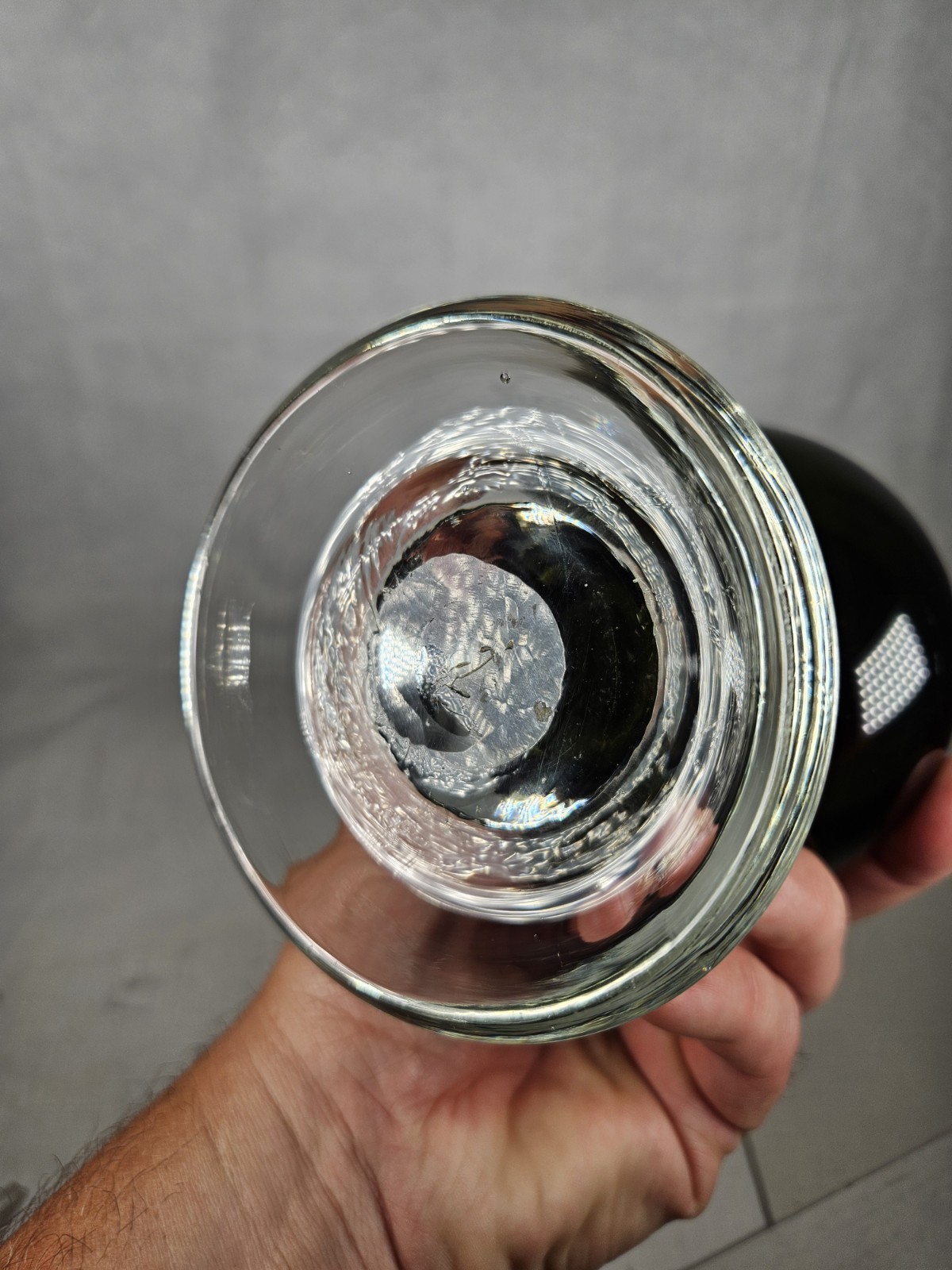 Mid-Century Modern Art Glass Footed Vase Smokey Gray Black With Clear Modernist