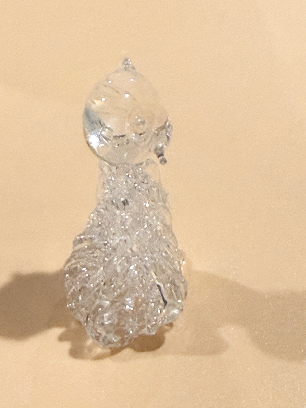 Mini 1” Clear Glass Duck Figurine Decorative Collectible Glossy Finish -Ear Gone