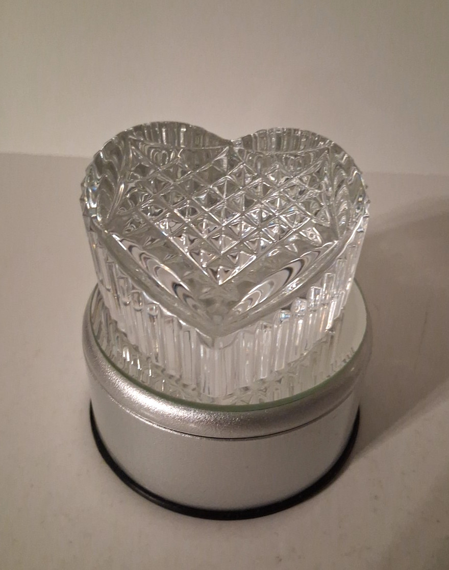 Waterford Cut Crystal Patchwork Ribbed Heart Paperweight VTG Nice!