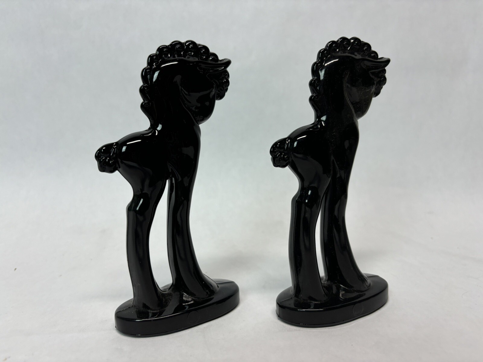 Mosser Glass Trojan Horse Pair in Black RETIRED Cambridge, Ohio