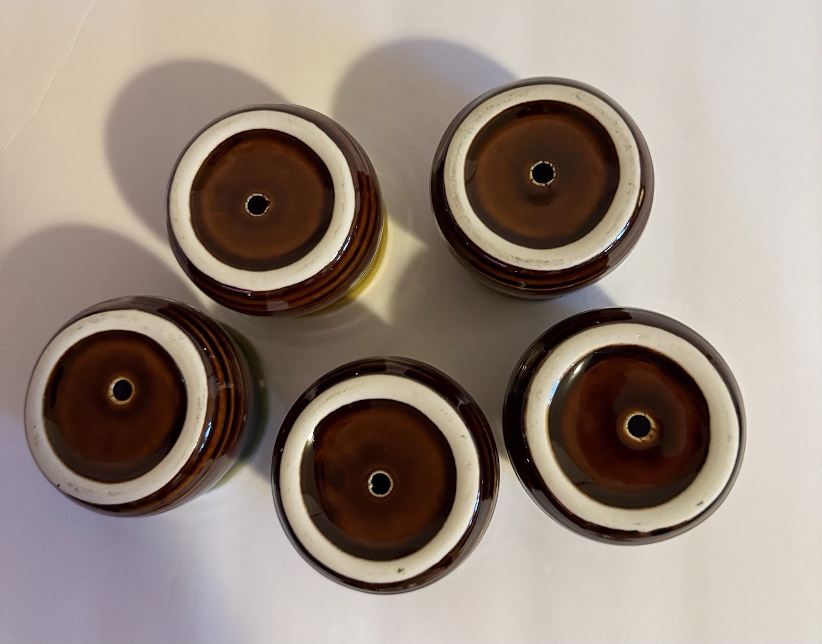 (5) Vtg Drip Glaze Stripes Pottery Mini Planters Succulents Plants