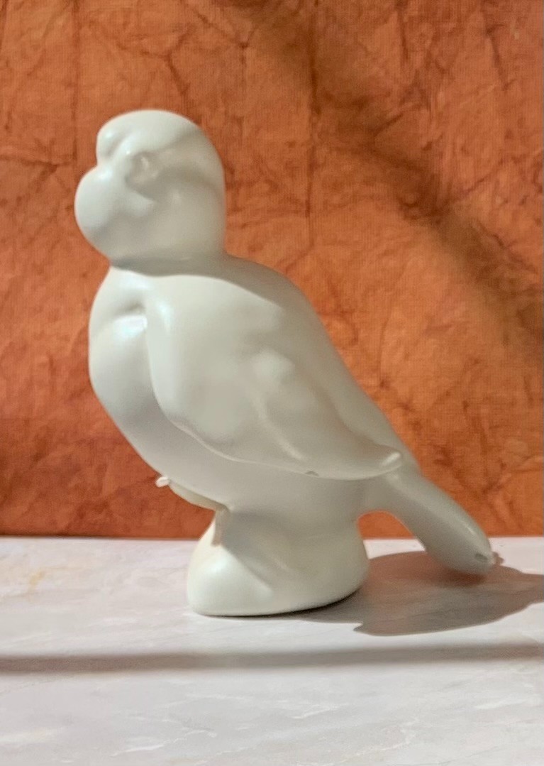 Vintage Kay Finch Pottery – White Baby Love Bird Animal Figurine, signed