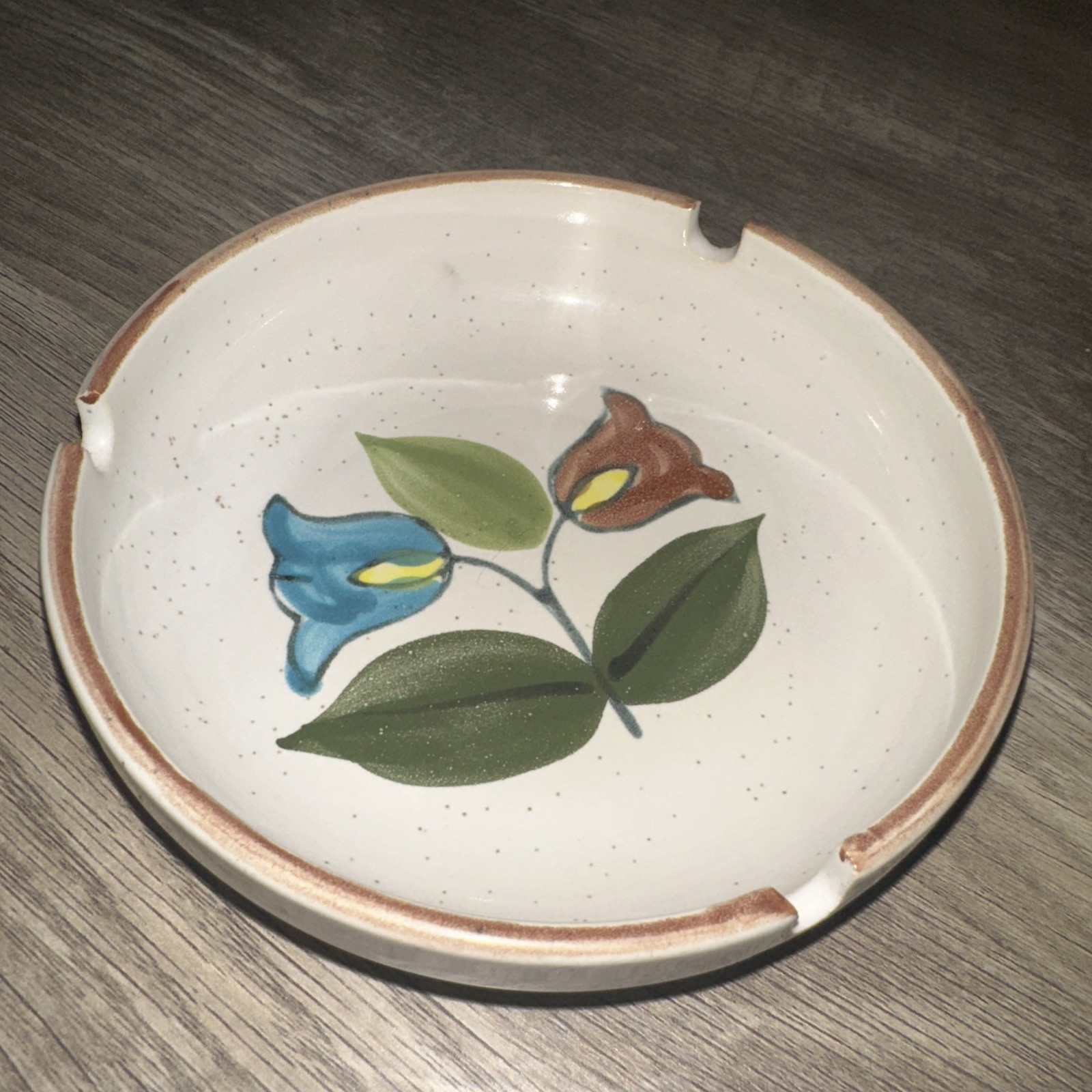 Vintage Blue Ridge Pottery Ceramic Hand-painted Tulip Ashtray Trinket Dish