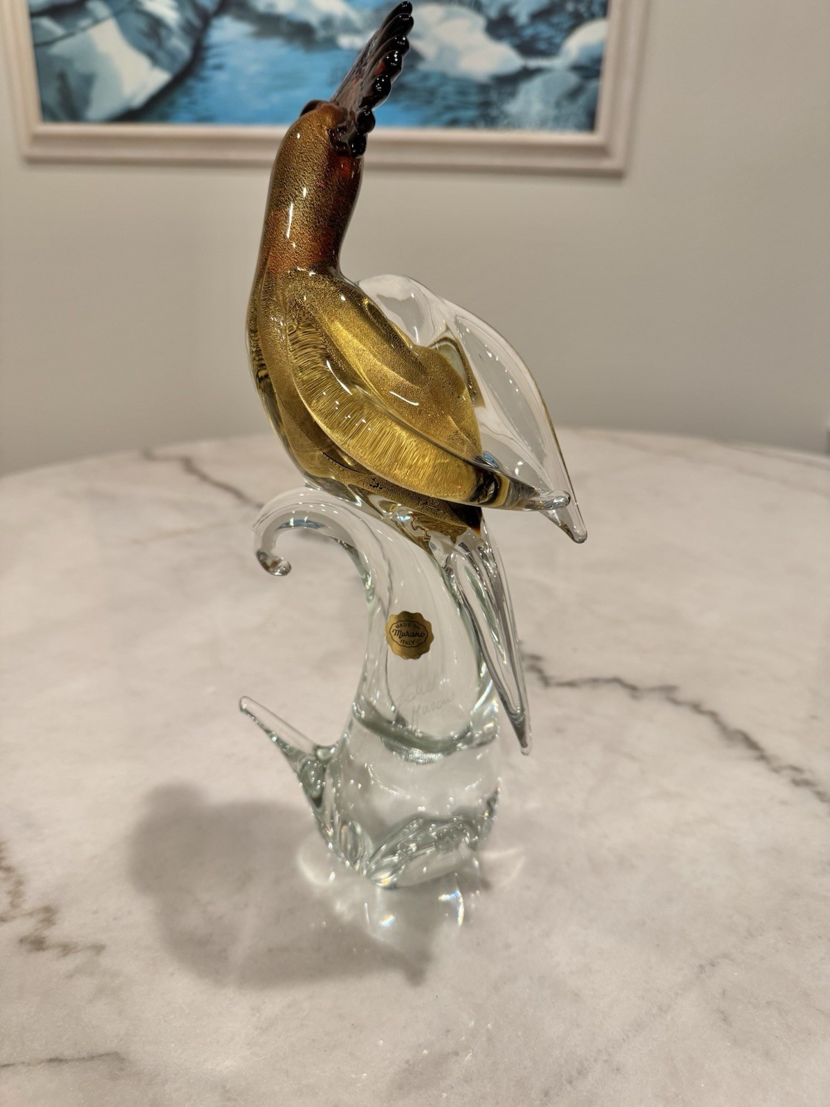 MURANO Glass Parrot Cockatoo Formia Italy 12.6” SIGNED by Artist!