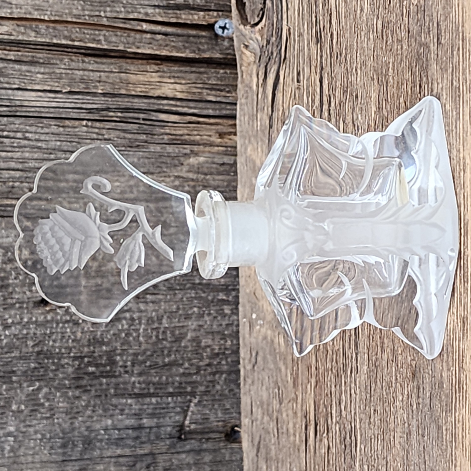 Vintage Czech Art Glass Butterfly Shaped Satin Glass Perfume Scent Bottle Irice