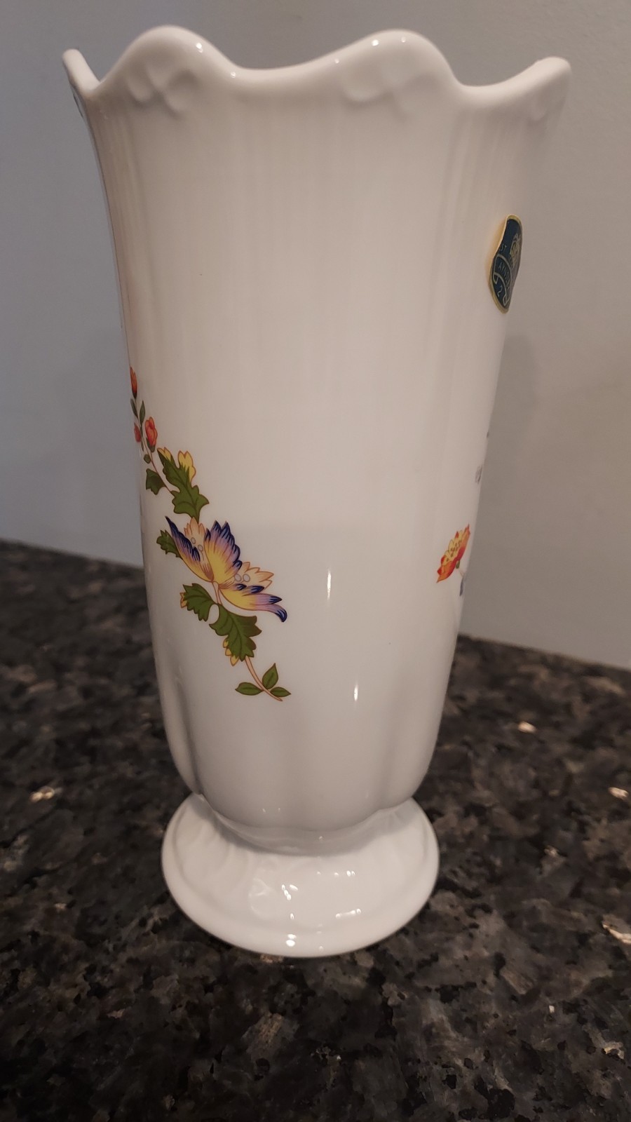 Aynsley Cottage Garden Vase 6.5″ England Bone China Floral Butterfly
