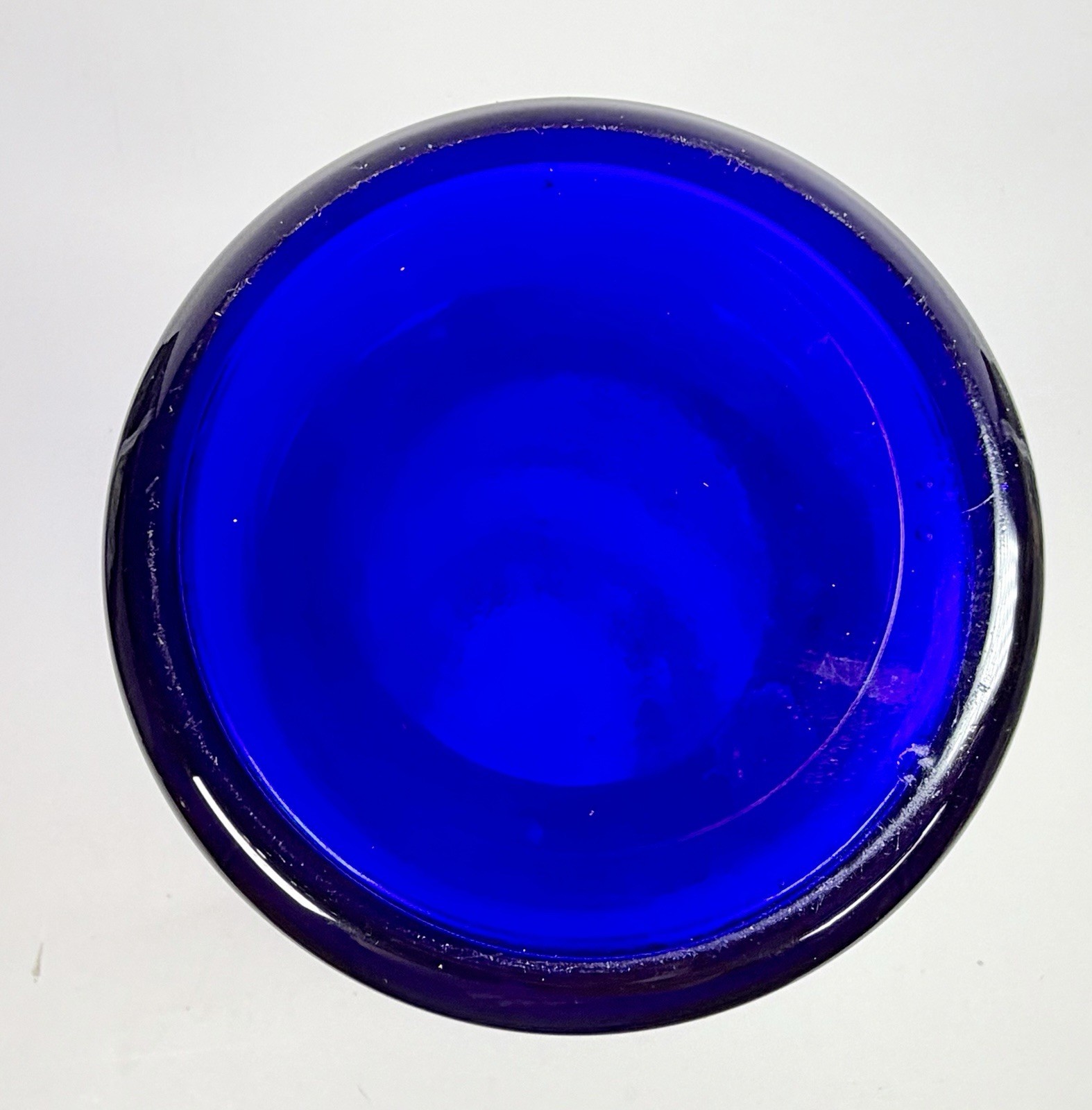 Vintage Cobalt Blue Cut to Clear Glass Vase 14” Bohemian Czech Crystal Style
