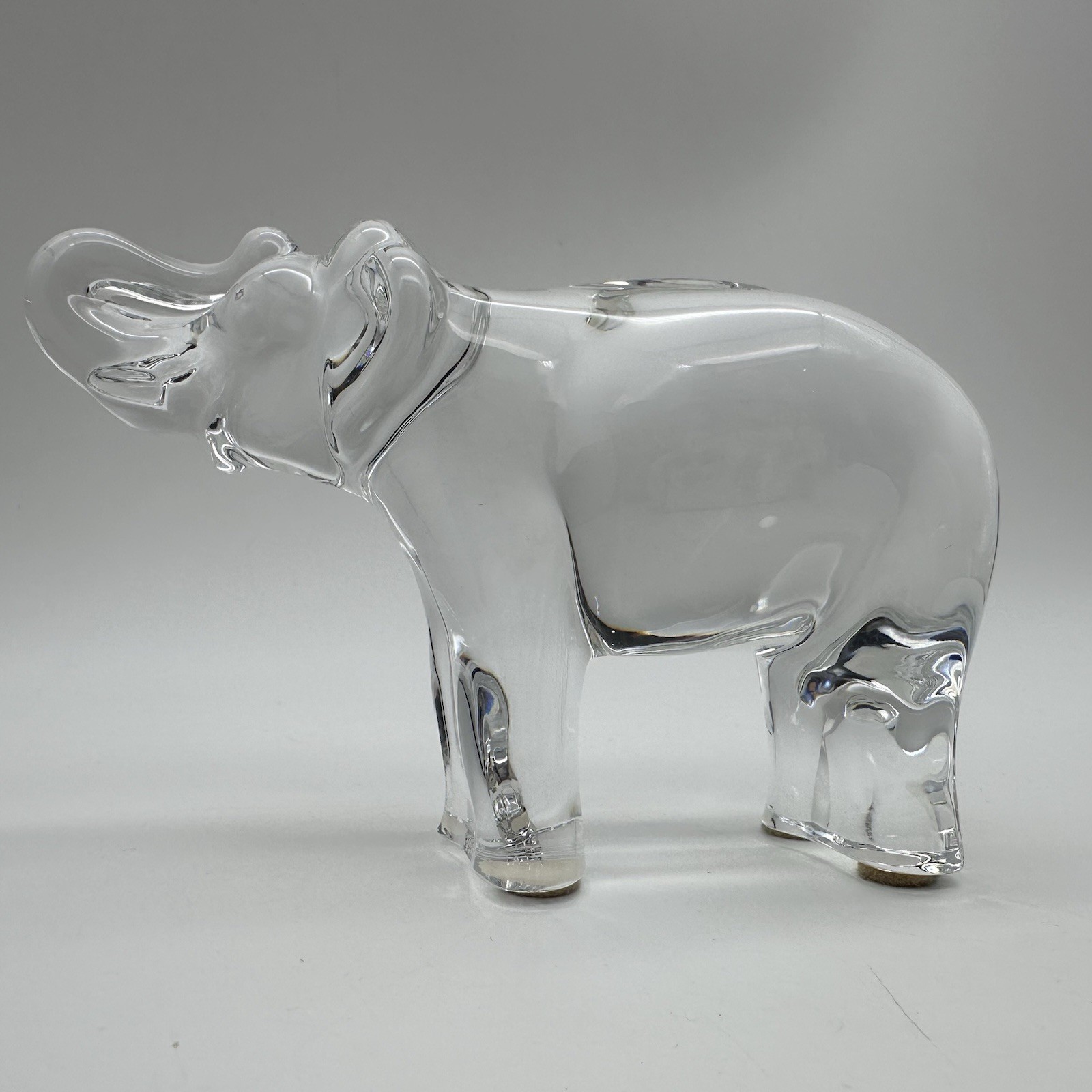 Art Glass Baccarat Crystal Elephant 4” Figure Signed Figurine Bloomingdale’s