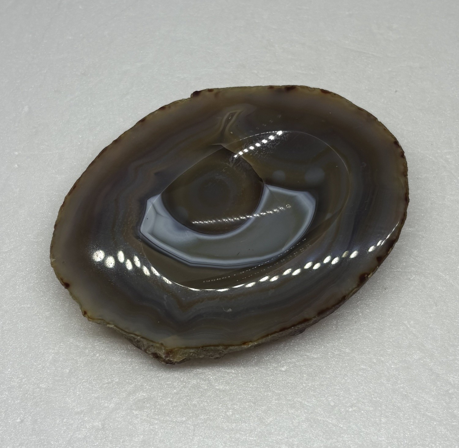Vintage 1970s Agate Slice Paperweight Vibrant Color 4.25” Tabletop Art Decor 35