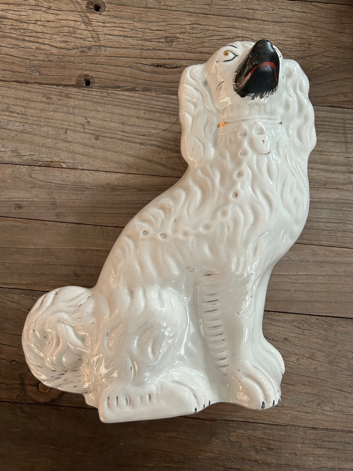 Authentic Antique Staffordshire Large Spaniel Dog Pair – 12″