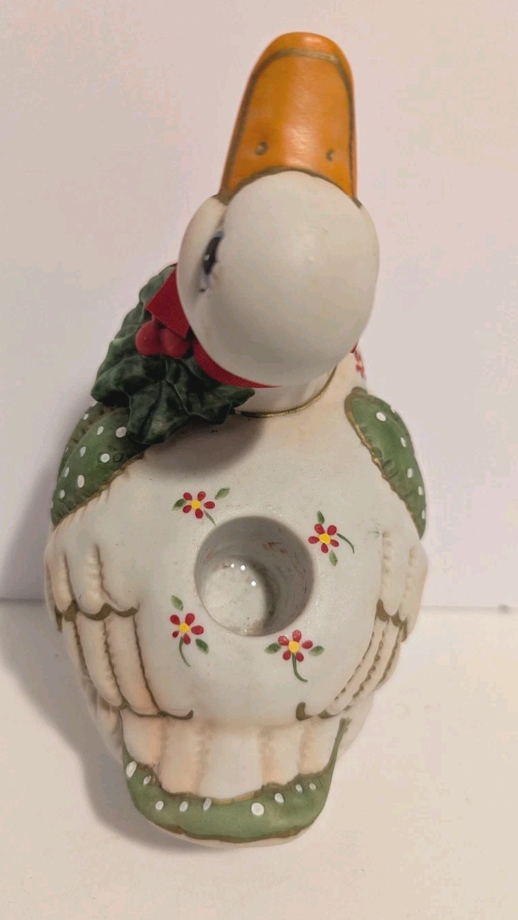 Vintage 1987 Geo. Z. Lefton Patchwork Goose Candle Holder #06430