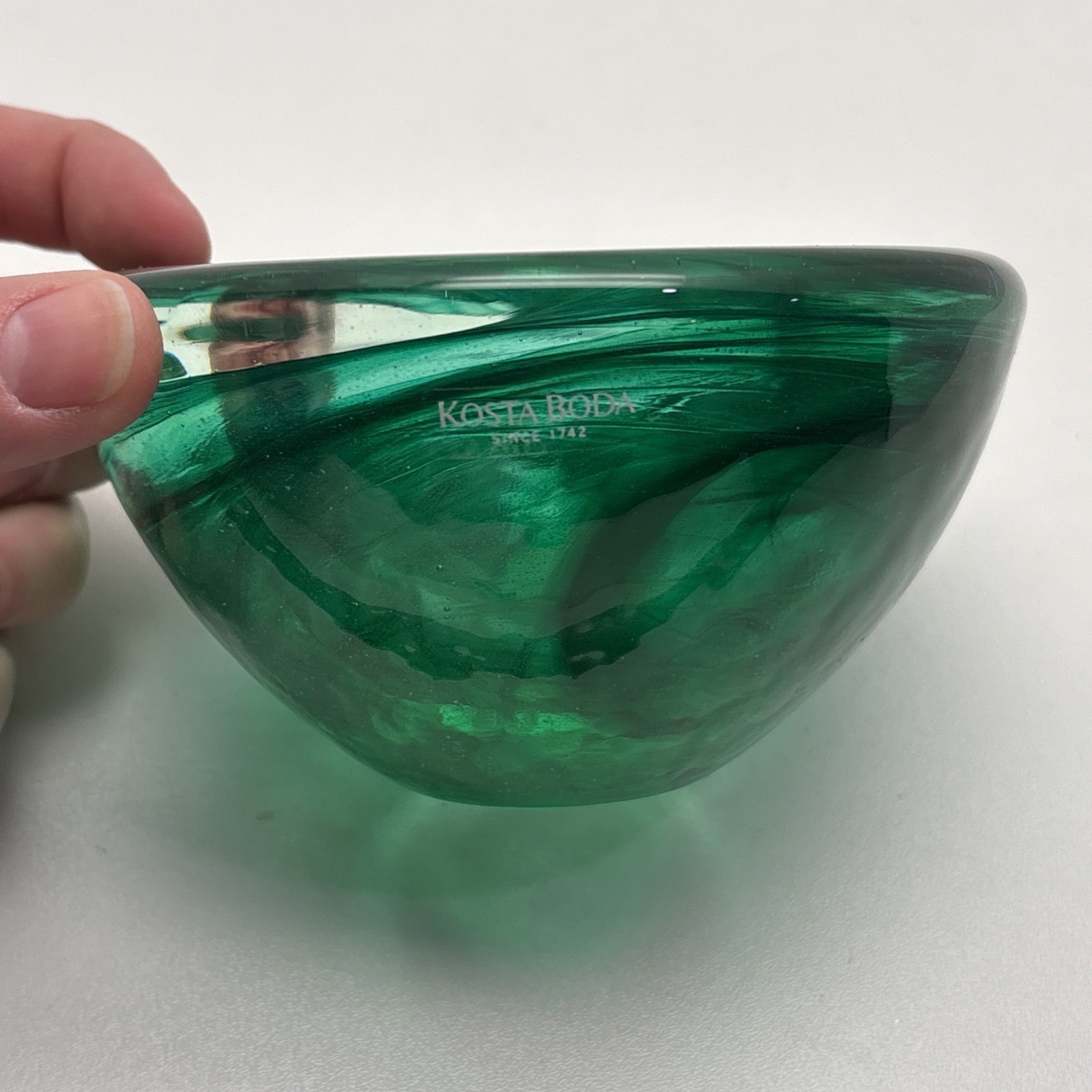 Kosta Boda Atoll Aqua Green Swirl Votive Holder Candle Sweden 4 5/16