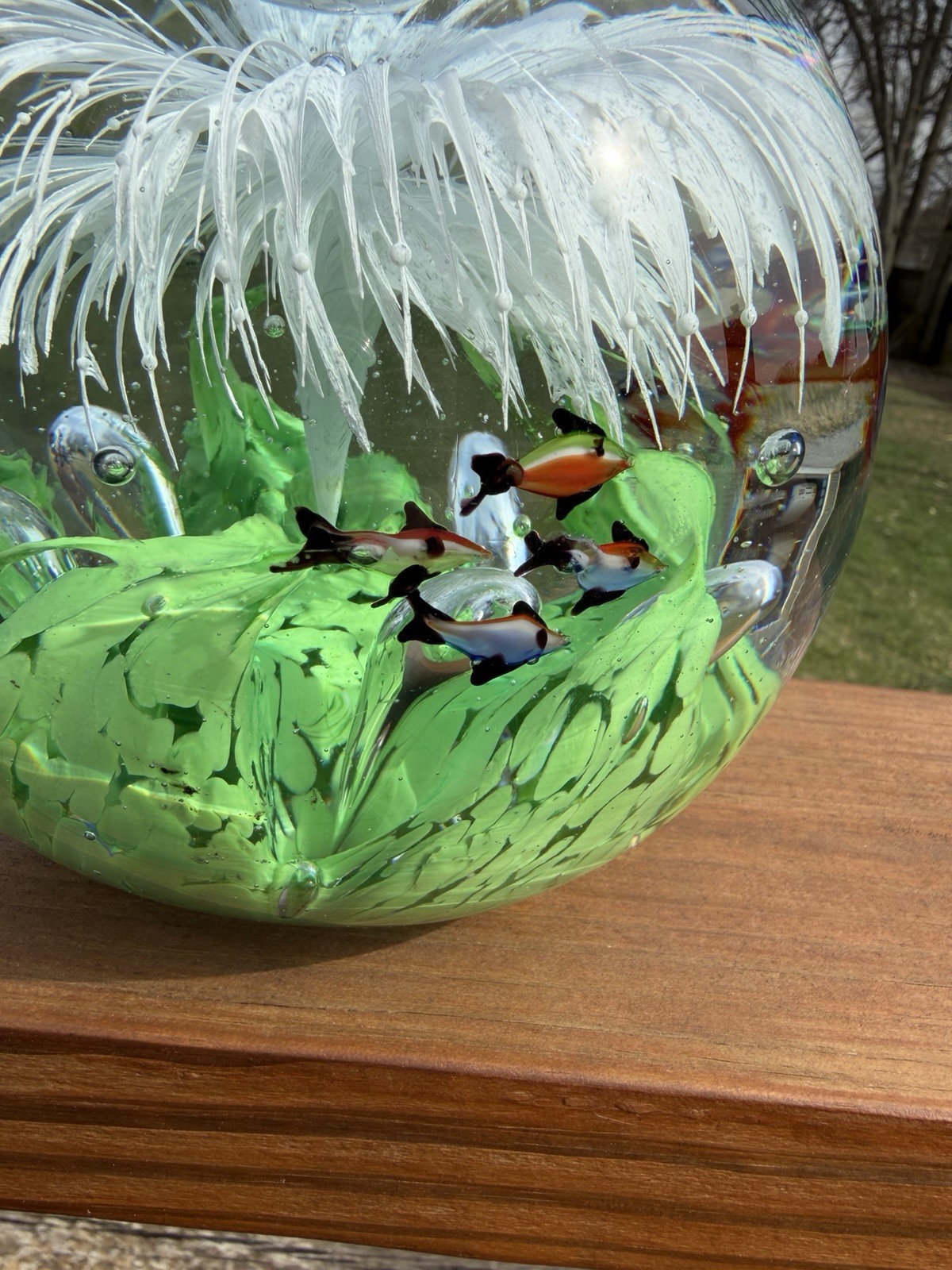 VTG Large Round Glass Sphere Tropical Fish Ocean Aquarium 15lb Sculpture