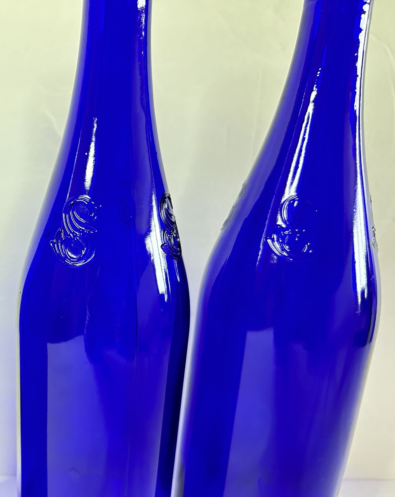 Glass Bottles, Cobalt Blue, Empty, Lot of 2, Saratoga, Good