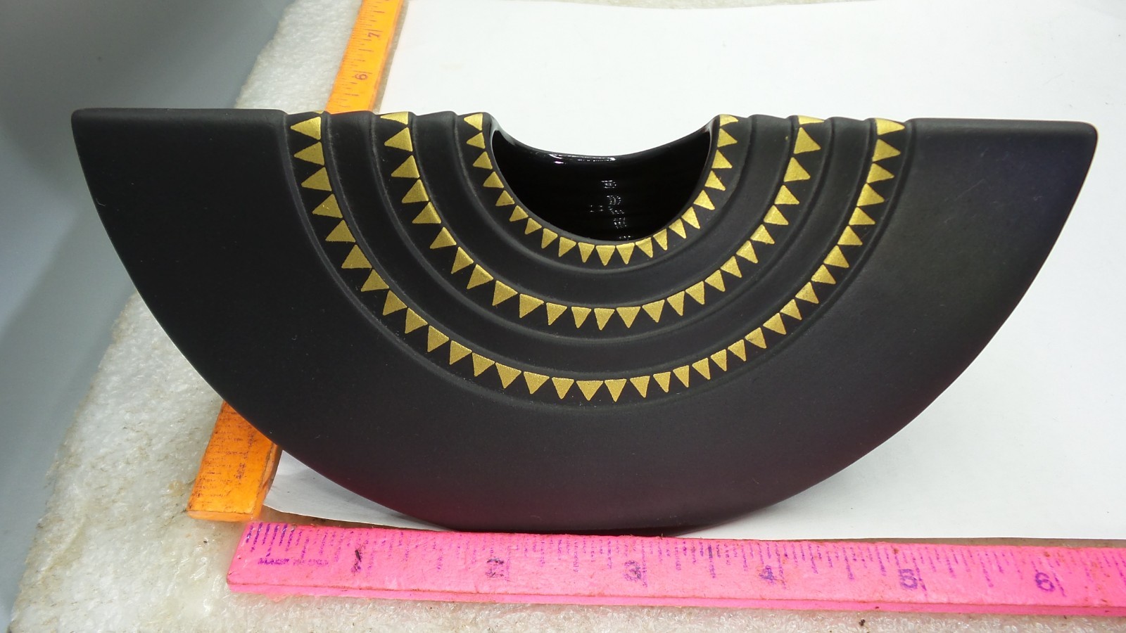 Rosenthal Black Gold Vase Ambrogio Pozzi Totem Porcelain Noire Germany Half Moon