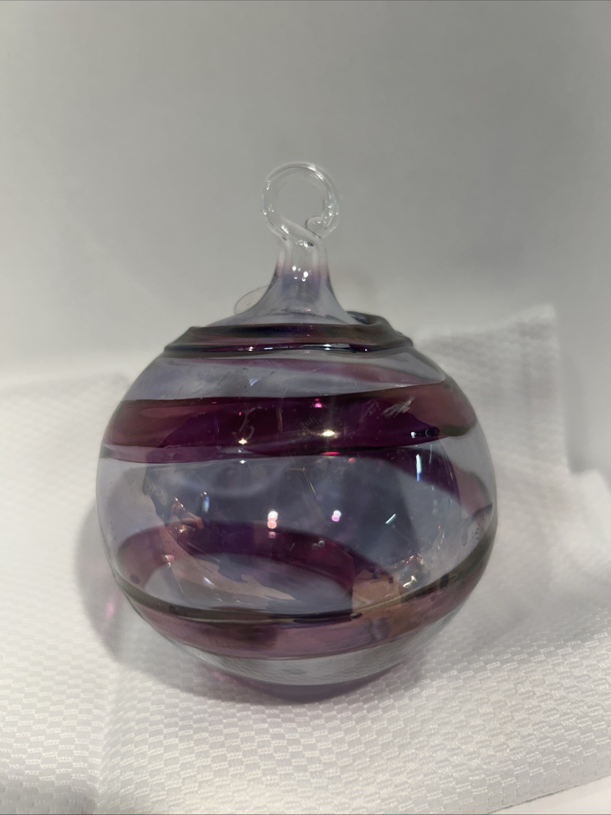 Parise Vetro Italian Ornament Swirl Art Glass Hand Blown Light Purple VTG 3″ Q