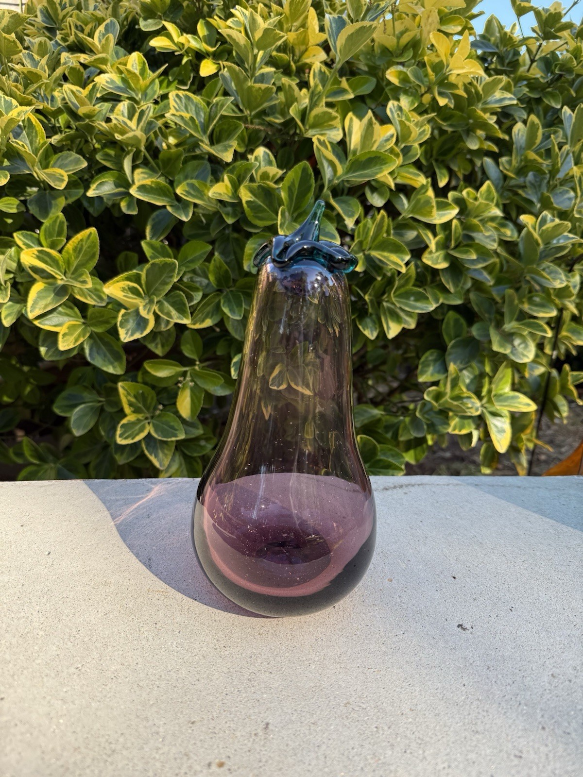 Blenko handblown art glass eggplant sculpture