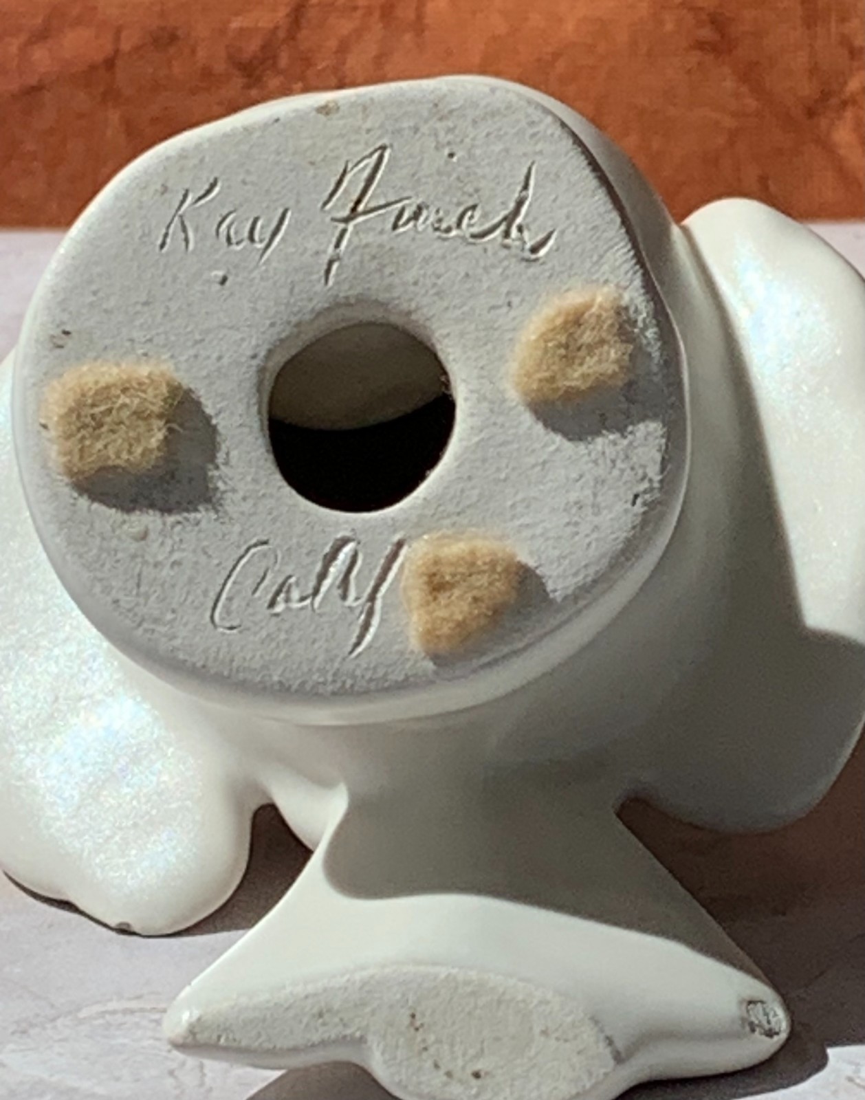 Vintage Kay Finch Pottery – White Baby Love Bird Animal Figurine, signed