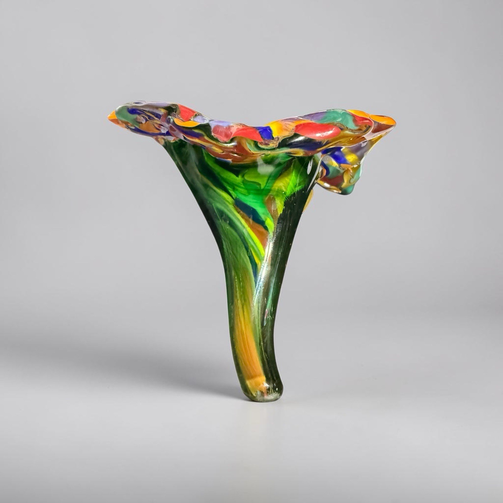 Murano-style Handblown Art Glass Flower Sculpture Beautiful Multi-colored Design