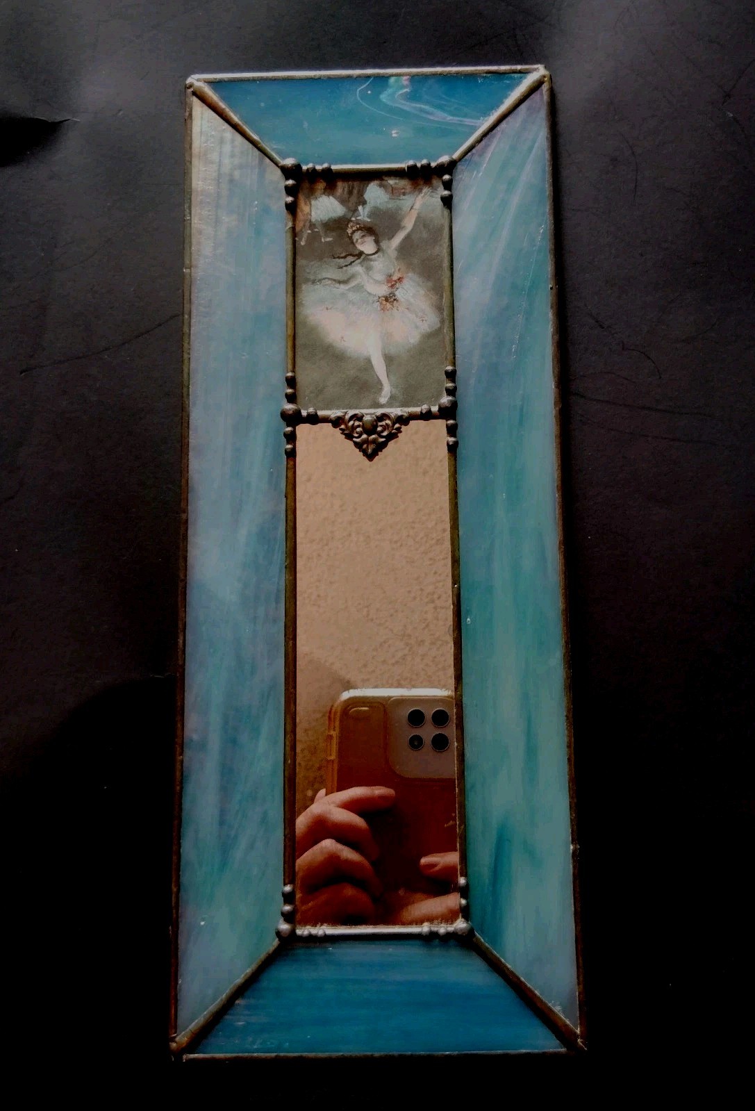 Degas Ballet Ballerina Stained Glass Wall Decor Blue